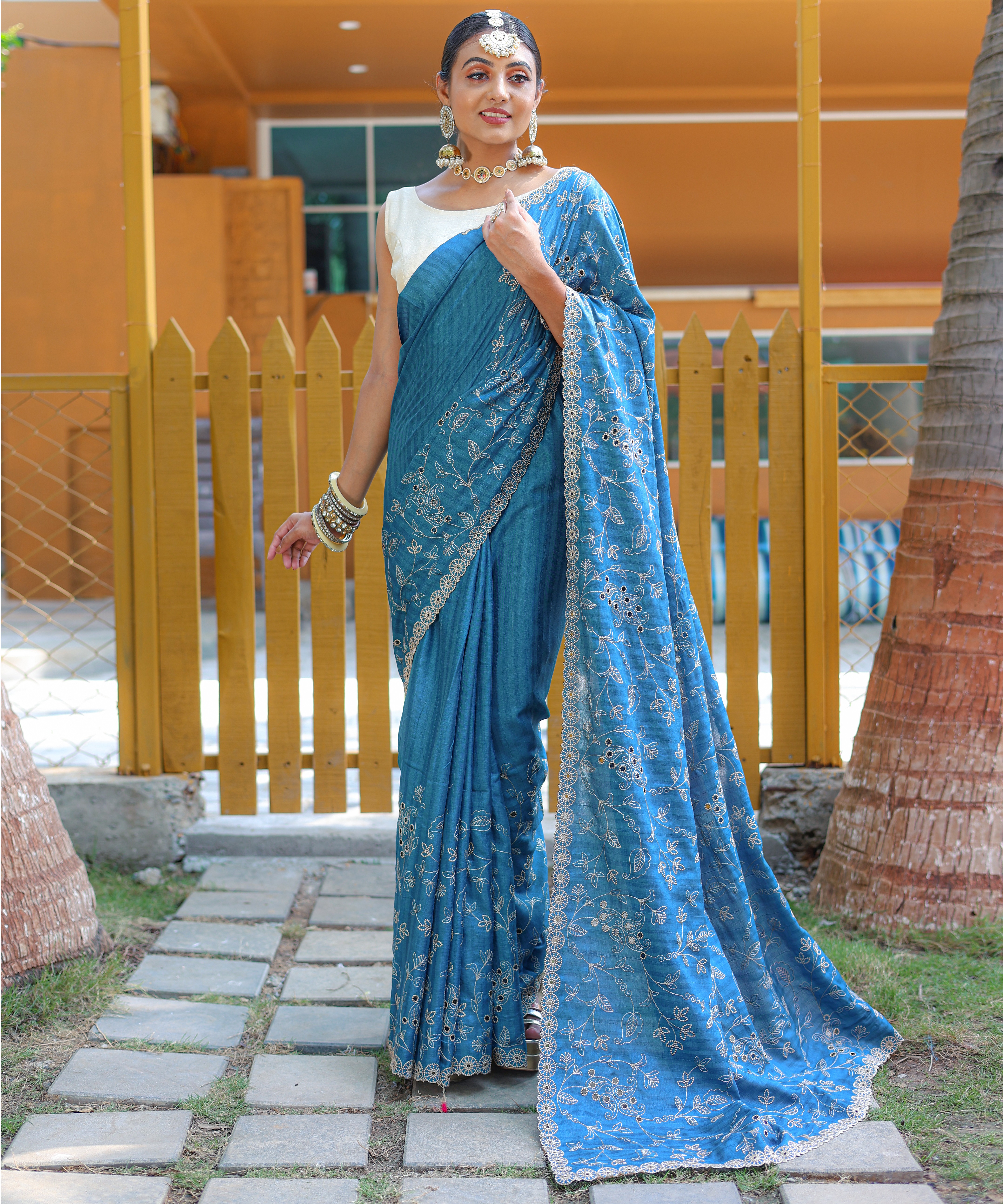 Women's Aaisha Blue Pure Soft Silk Saree