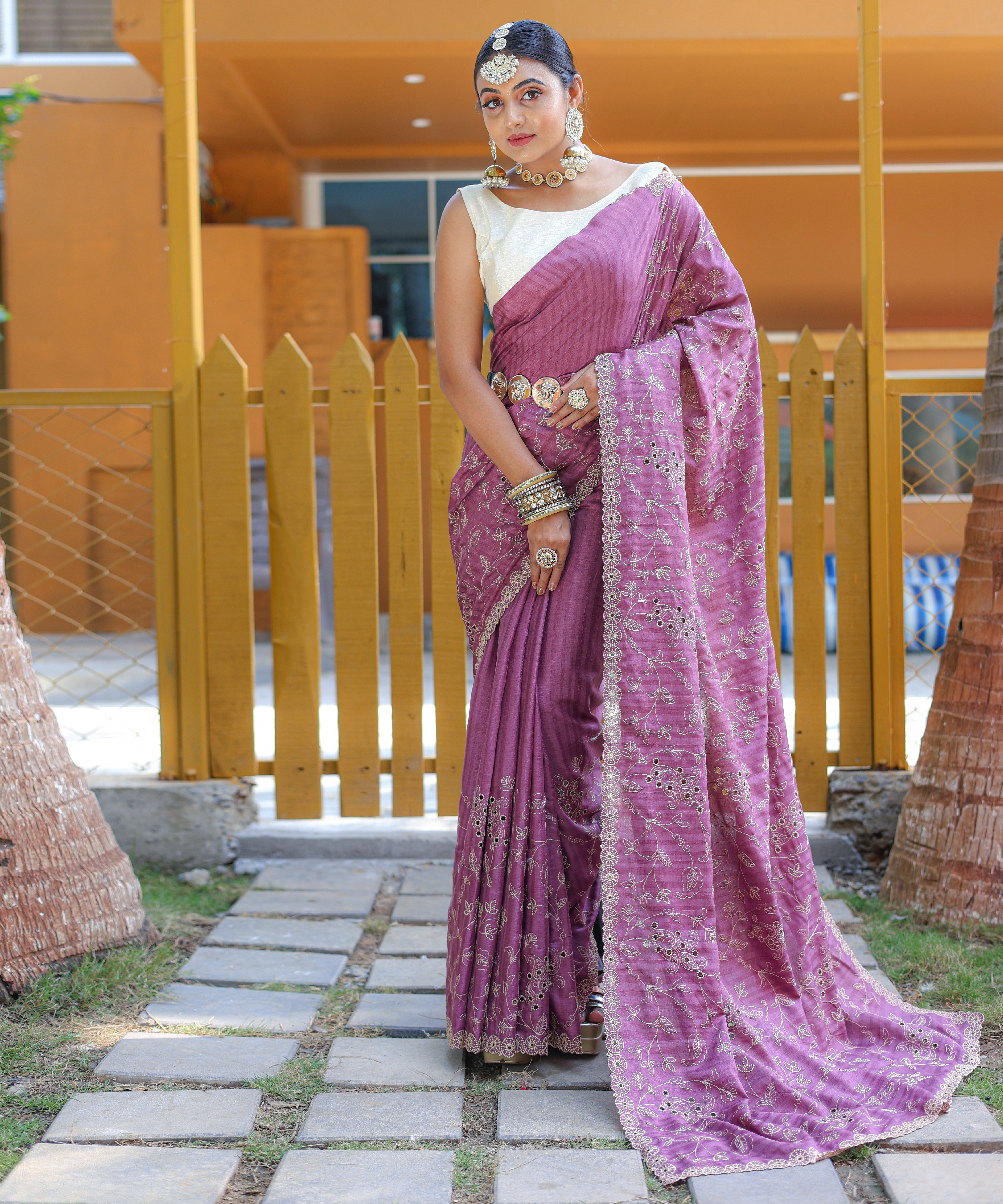 Women's Aaisha Lavender Pure Soft Silk Saree