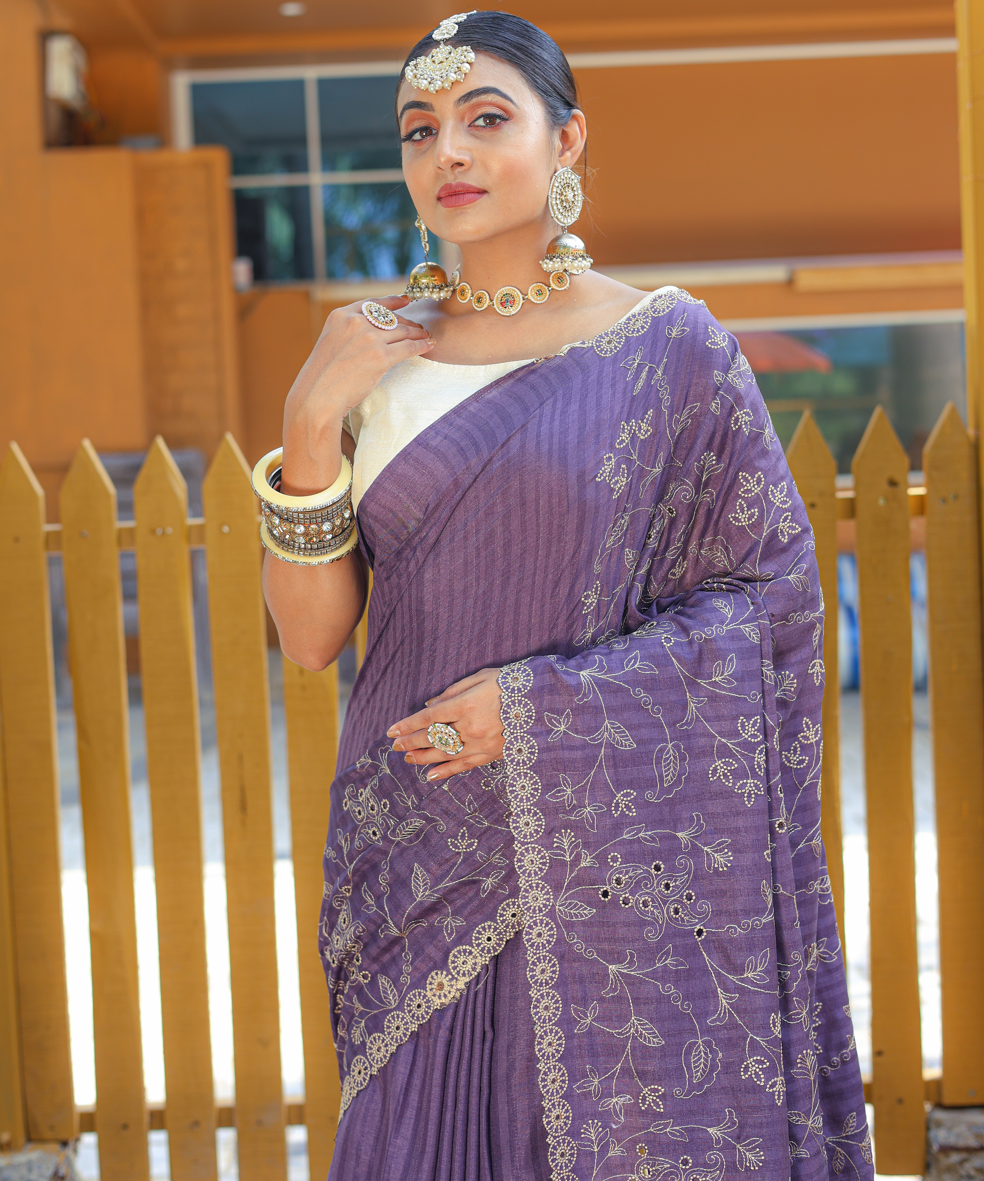 Women's Aaisha Purple Pure Soft Silk Saree