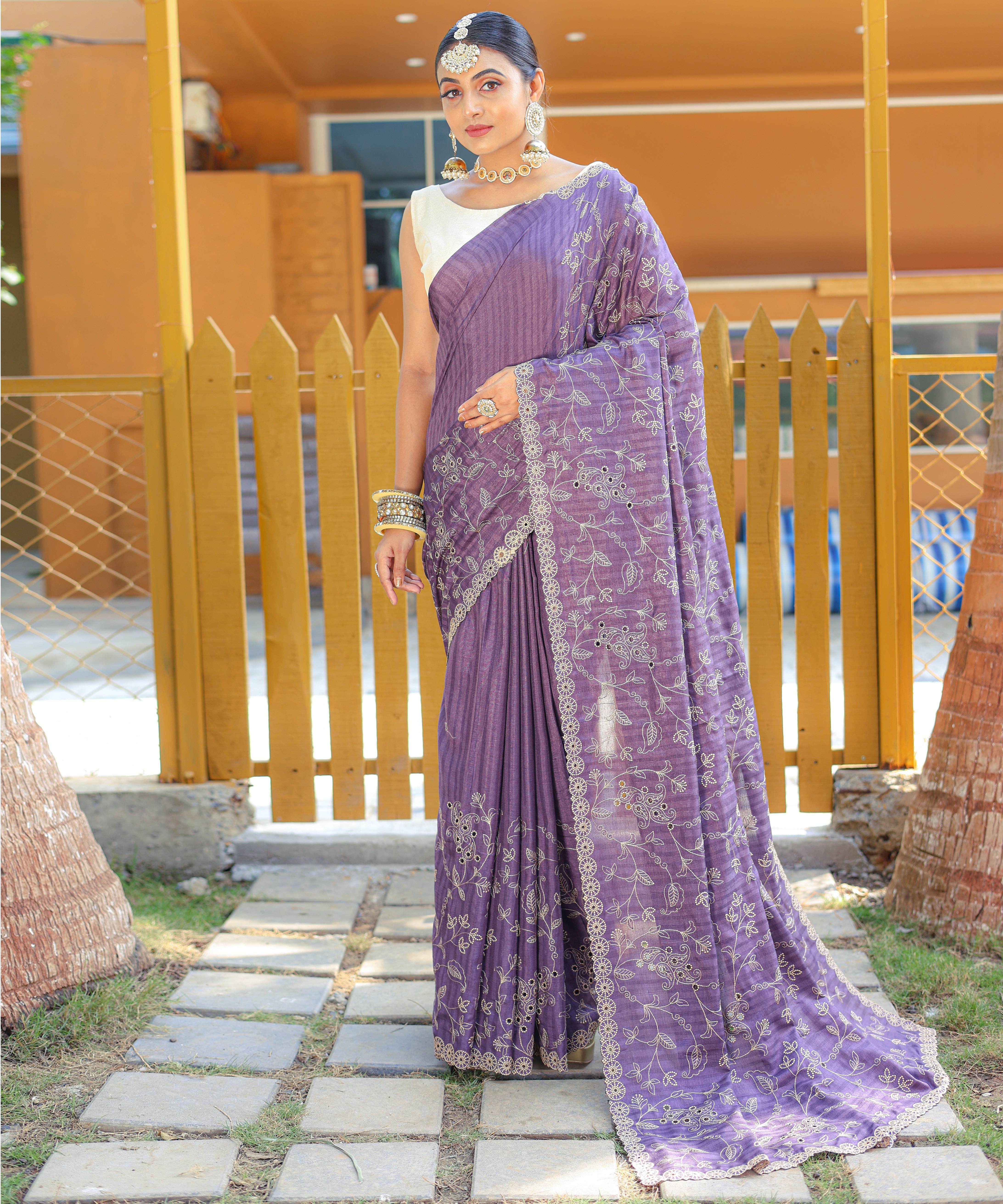 Women's Aaisha Purple Pure Soft Silk Saree