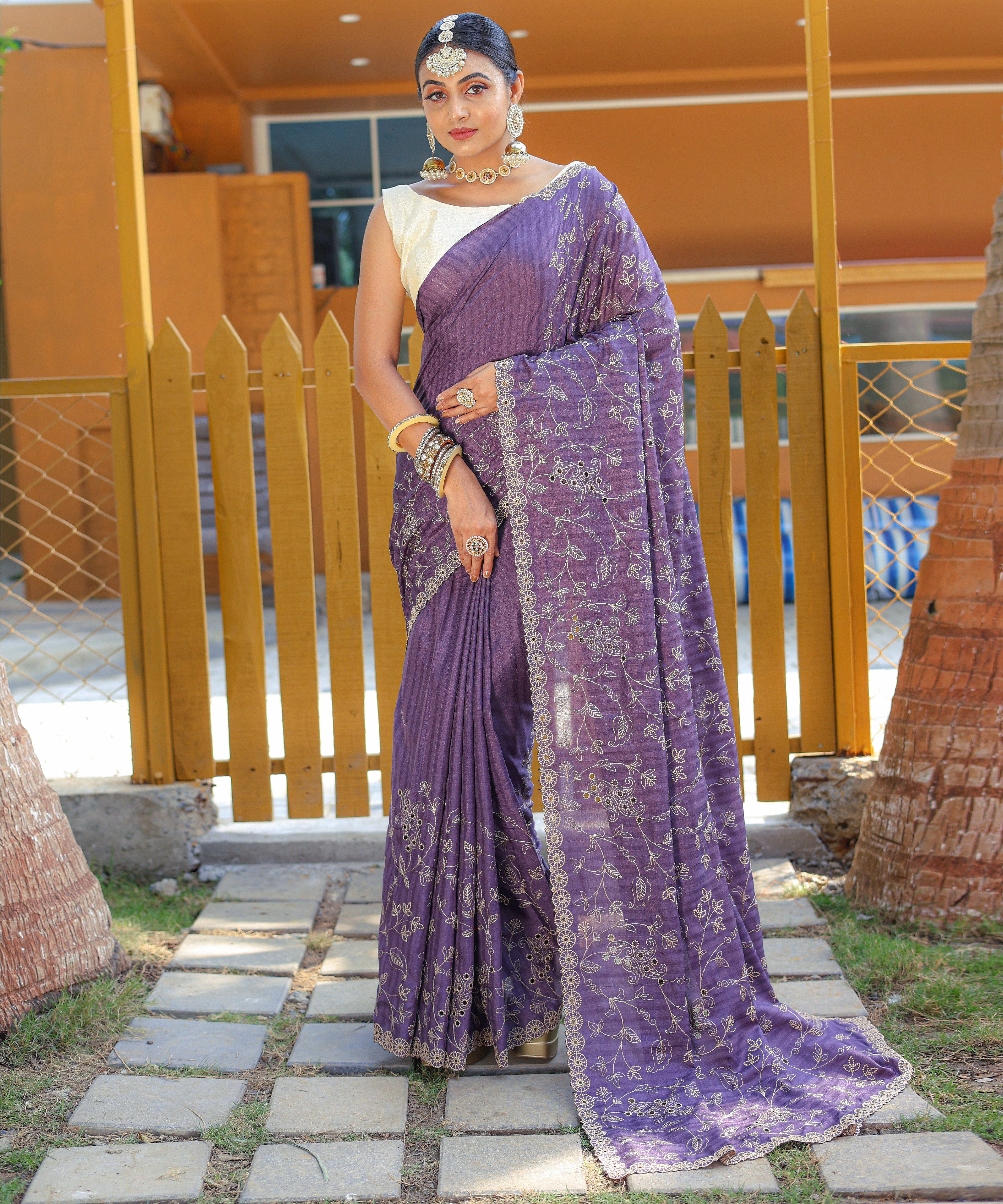 Women's Aaisha Purple Pure Soft Silk Saree
