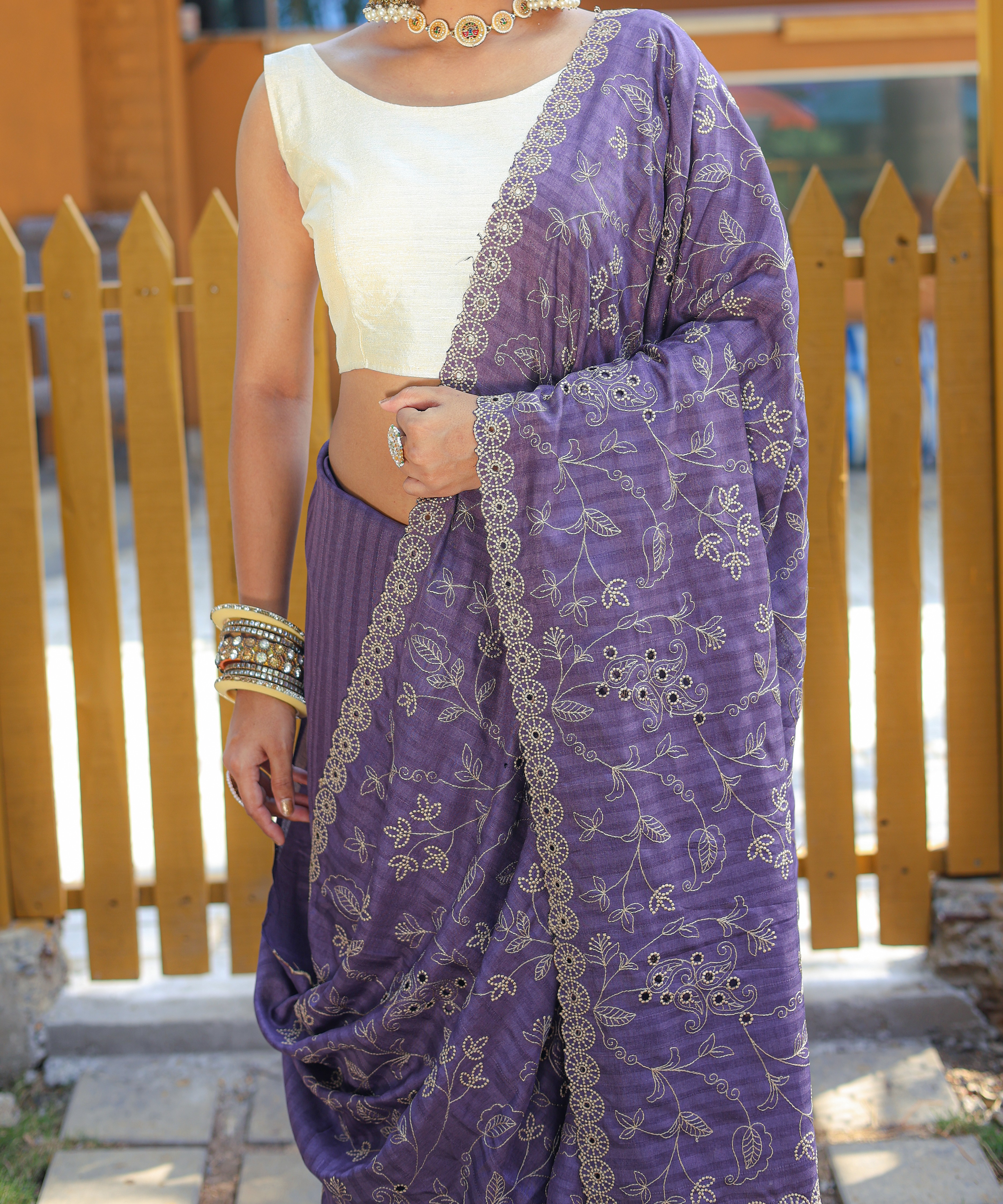 Women's Aaisha Purple Pure Soft Silk Saree