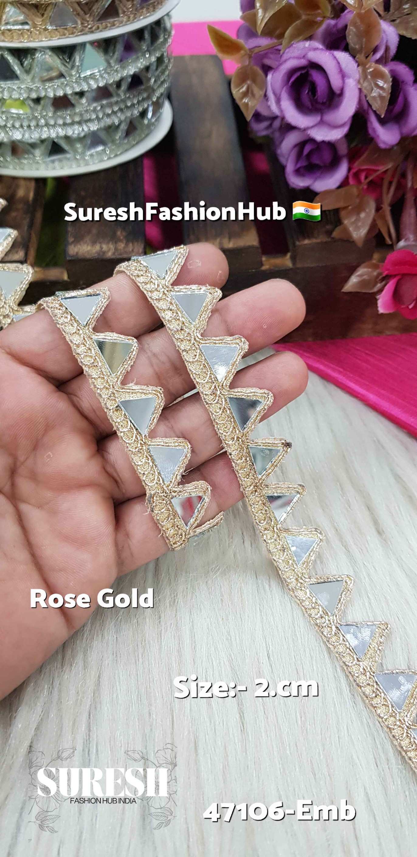 Rose Blush Triangle Mirror Lace – 47106-Emb