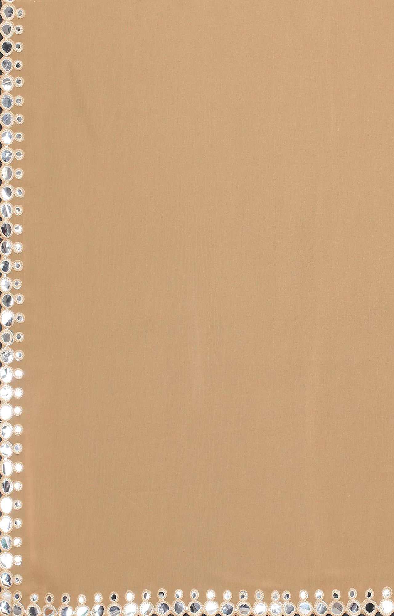 Women Cream Solid Georgette Saree with Mirror Work Border - HA_VASTRA_CREAM