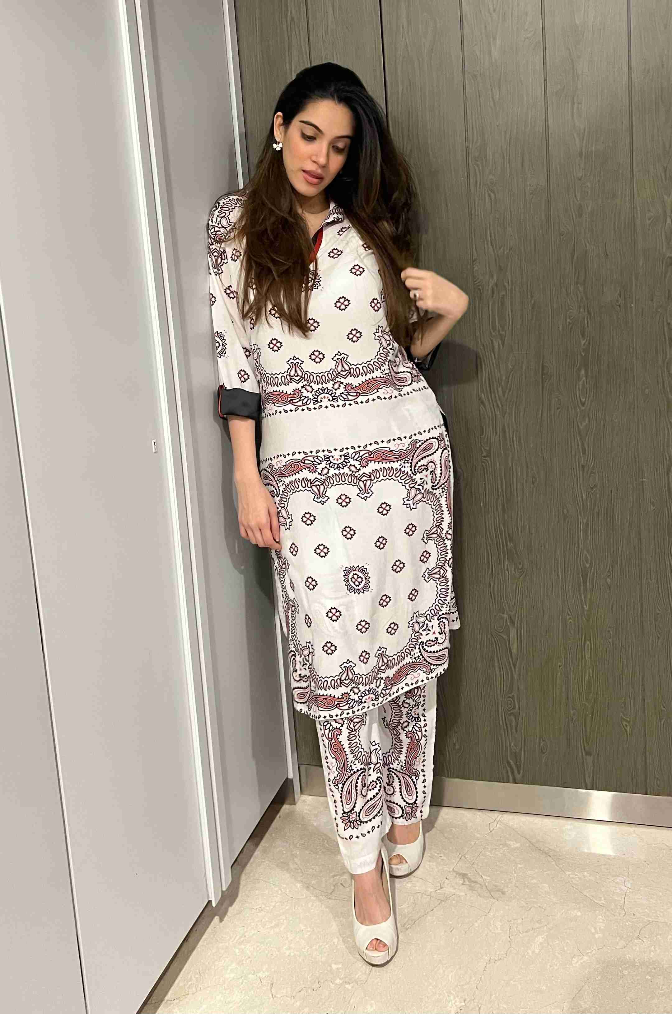 White Square Print Long Co-ord