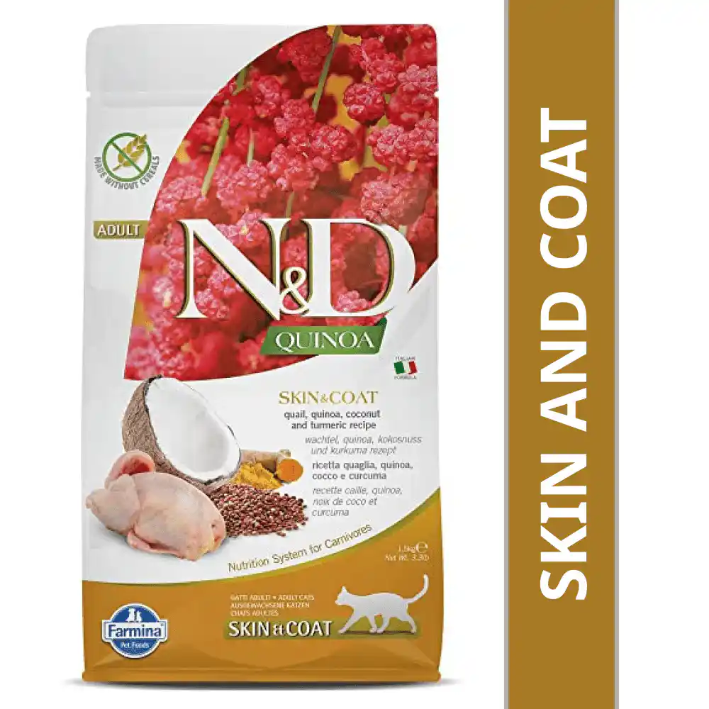N & D Quinoa Cat Grain Free Skin Coat Quail Adult 1.5 Kg