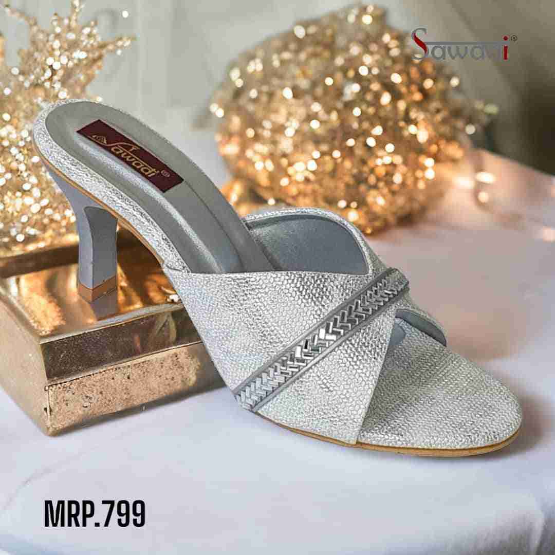 Shimmering Sawadi Silver Kitten Heel Sandals - Shop Elegant Low Heels for Women at Sawadimart
