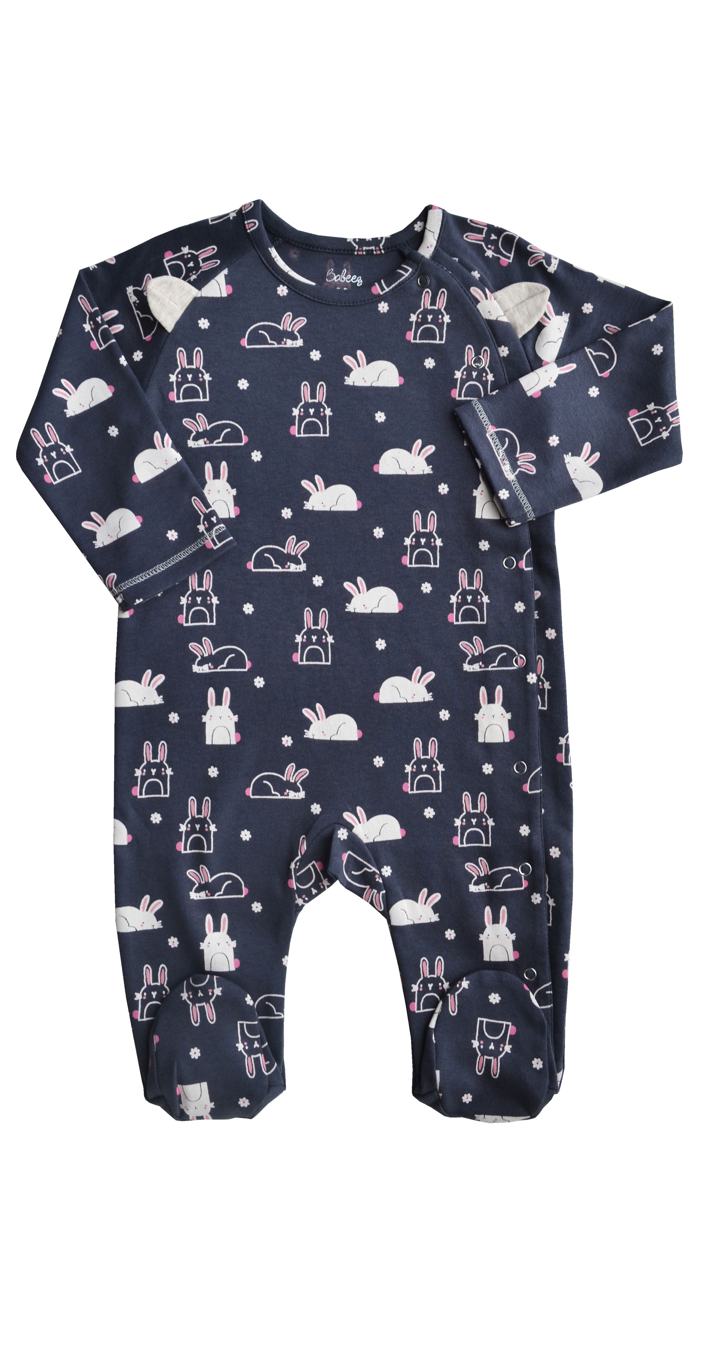 Babeez | Allover Rabbit Print Sleeper With Feet And Side Full Open With Snap (100% Cotton Interlock Biowash) undefined