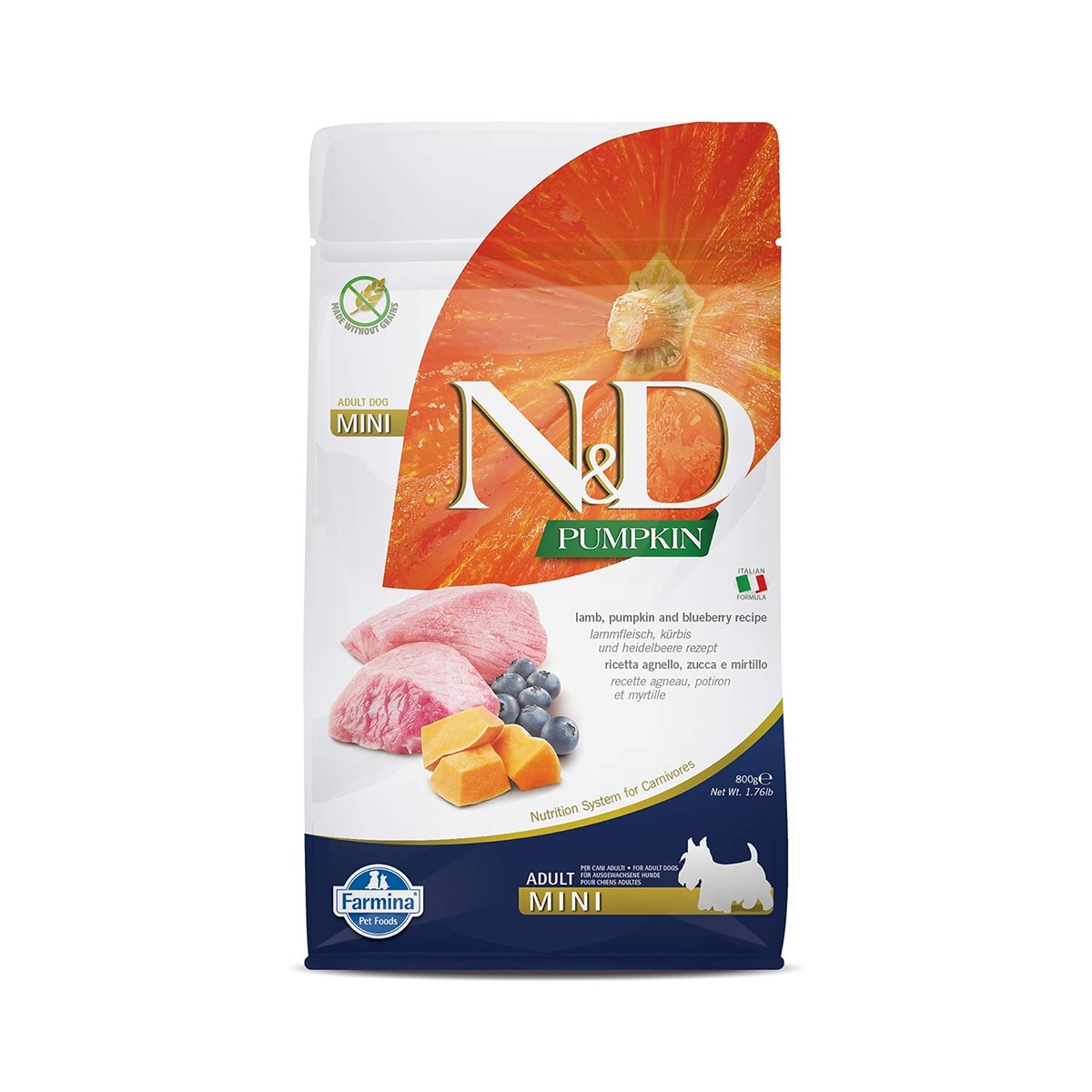 Farmina N&D Grain Free Pumpkin, Lamb & Blueberry Mini Adult Dry Dog Food - 2.5 Kg