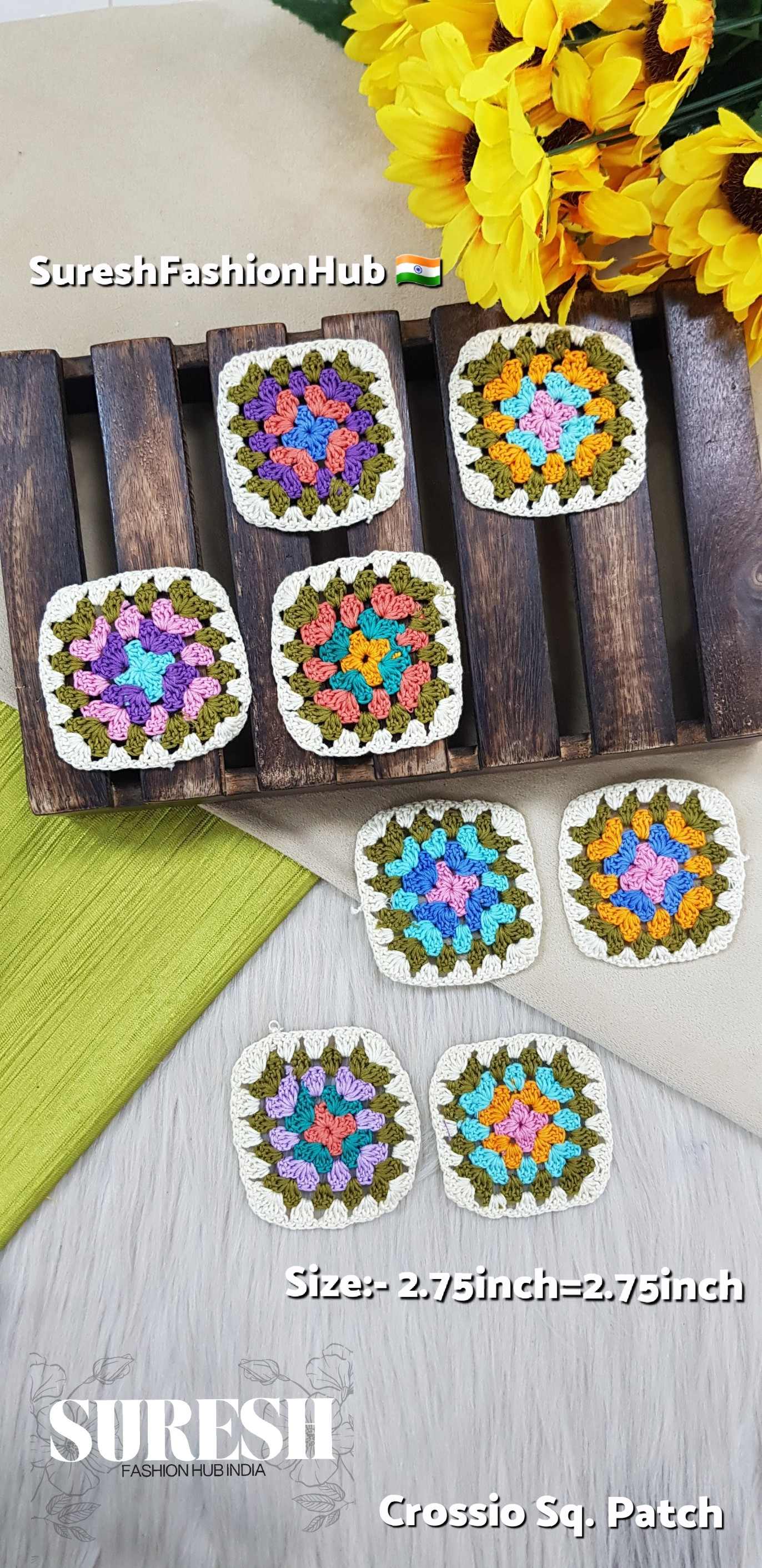 Mehendi Handwoven Square Crosio Patch- OffWhite Border