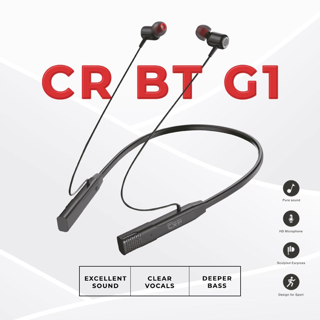 Super CRP CR BT G1 with upto 20 Hours Playback & ASAP Charge Bluetooth Headset  (Black Grey, In the Ear)
