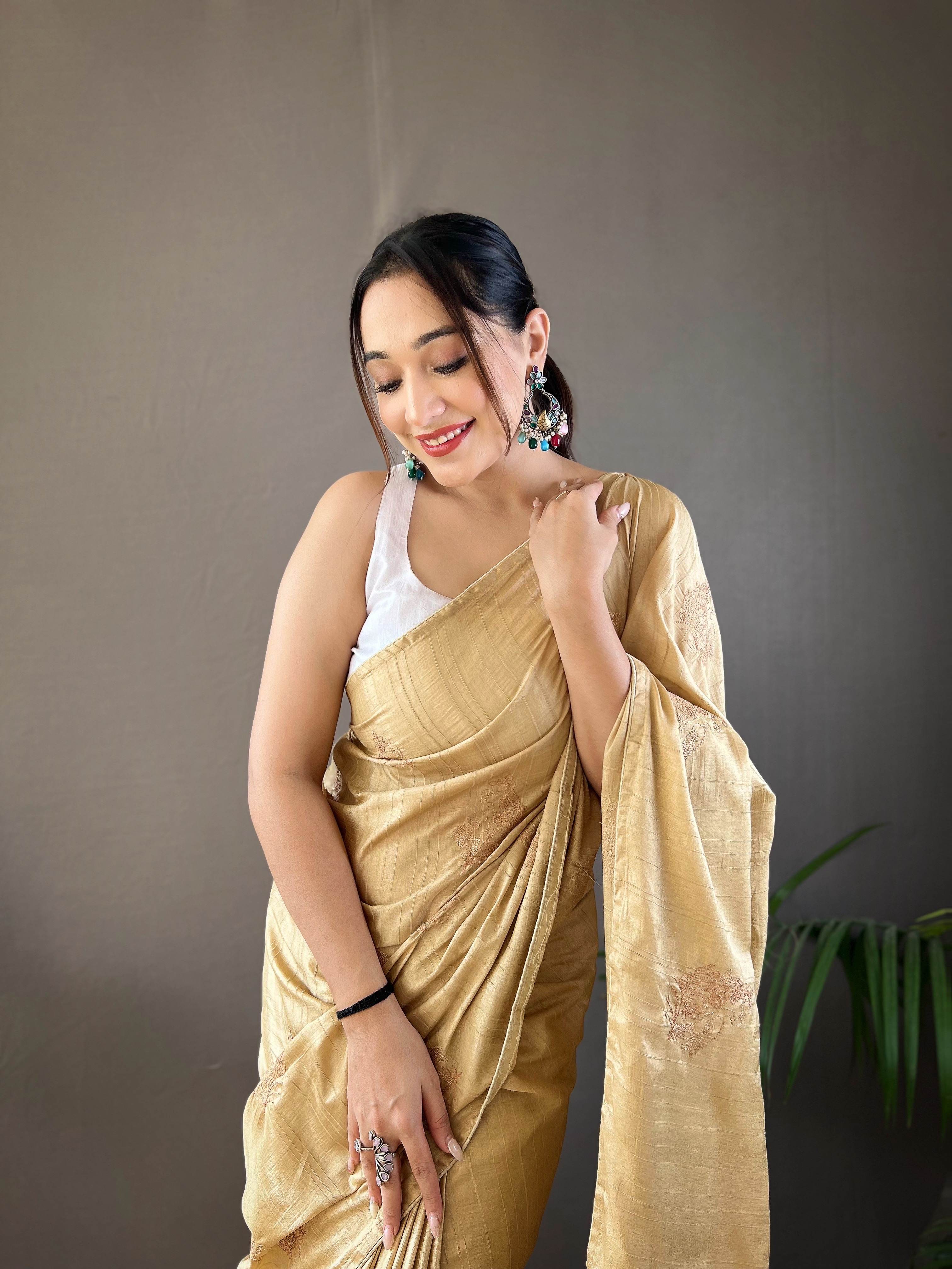 Women's Amaya Cream Silk Saree