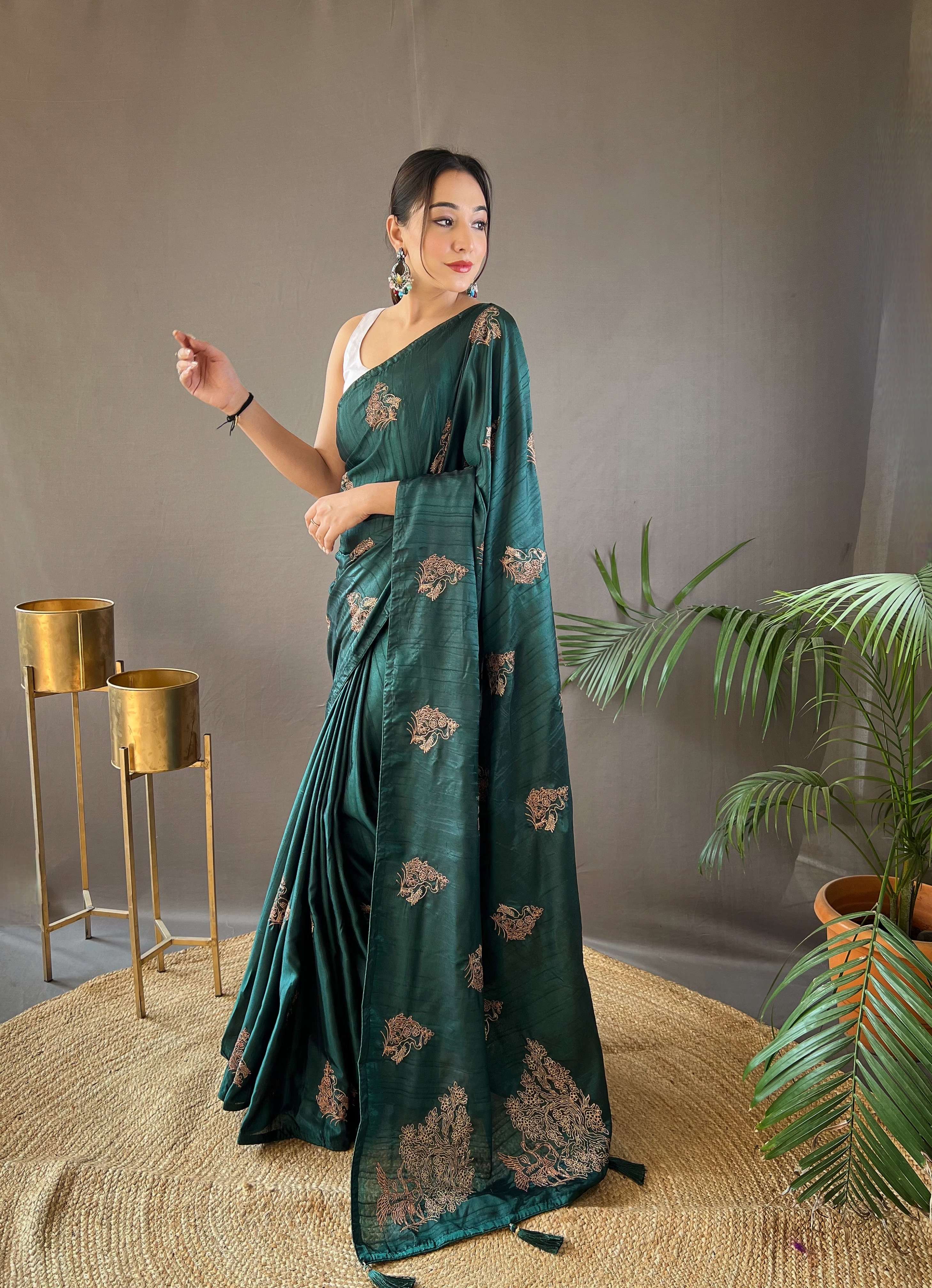 Women's Amaya Green Silk Saree