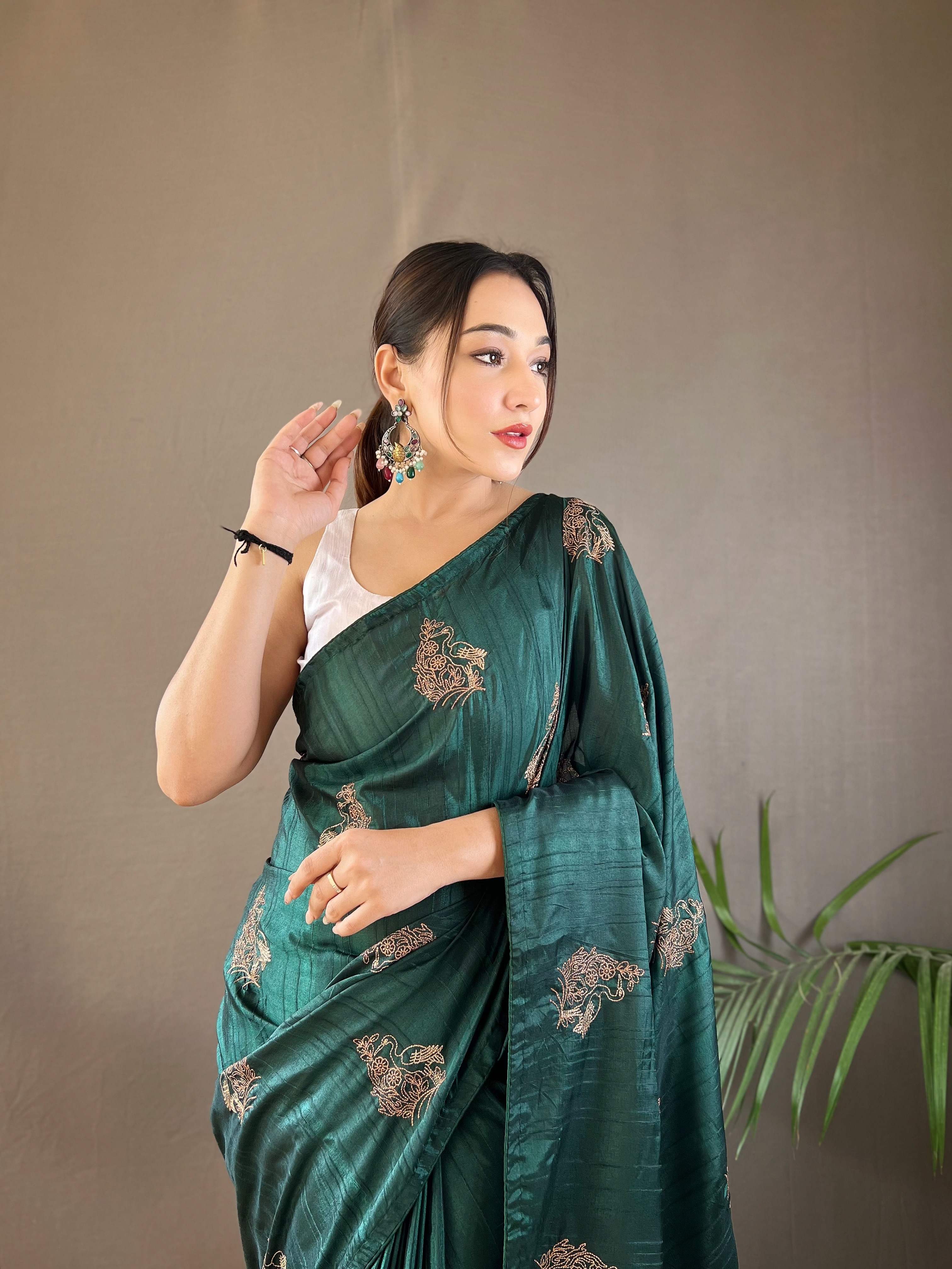 Women's Amaya Green Silk Saree