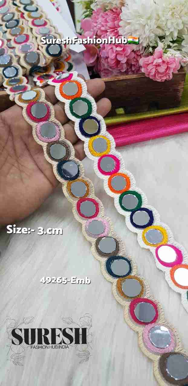 Light Multy Round Mirror Navratri Embroidery Lace – 49265-Emb