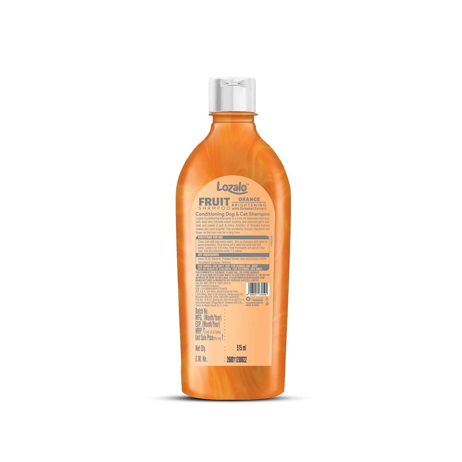 Lozalo Fruit Shampoo for Dogs & Cats 515 ml, Orange