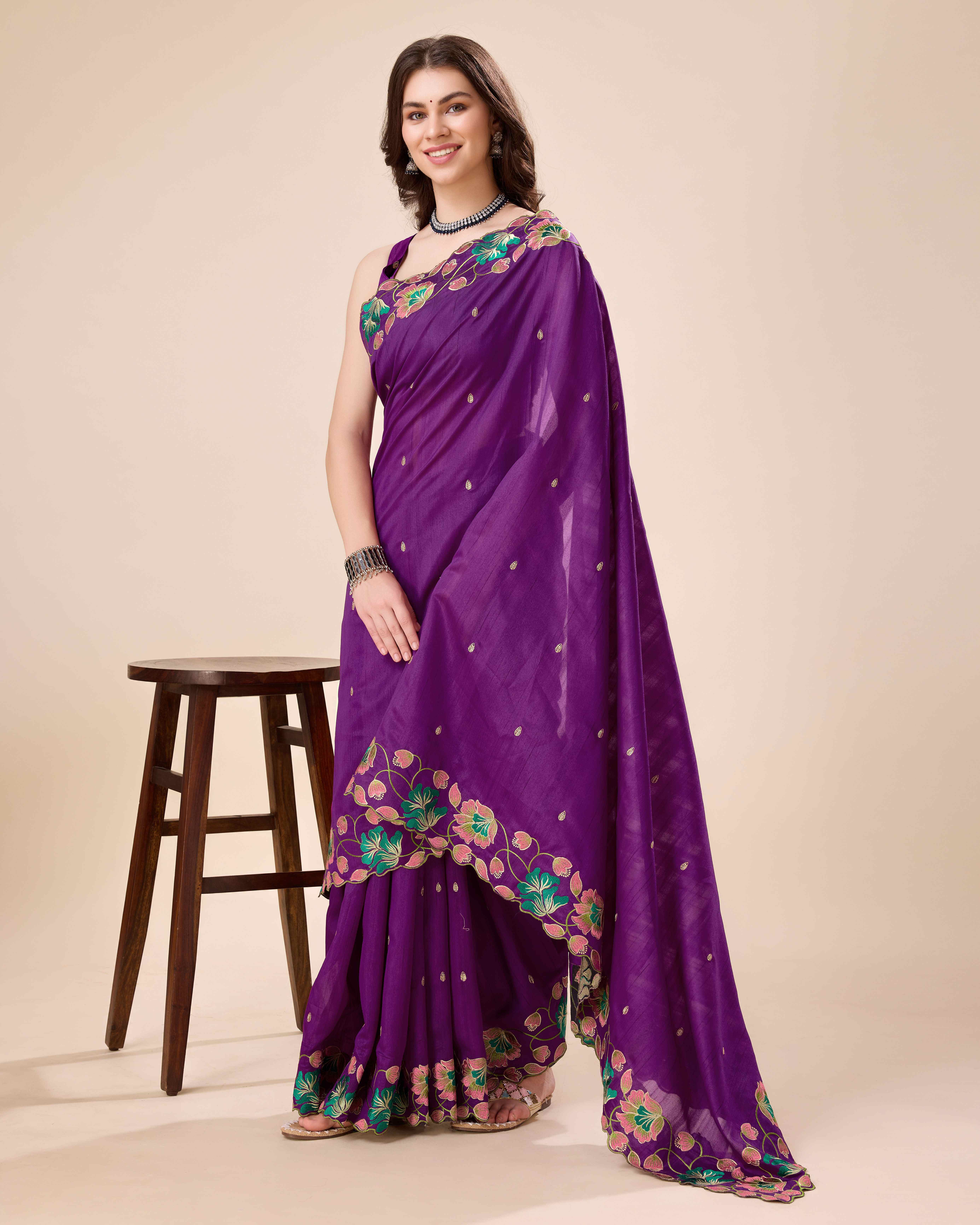 Tasarika Women Silk Wine Color Saree Amrita_Wine