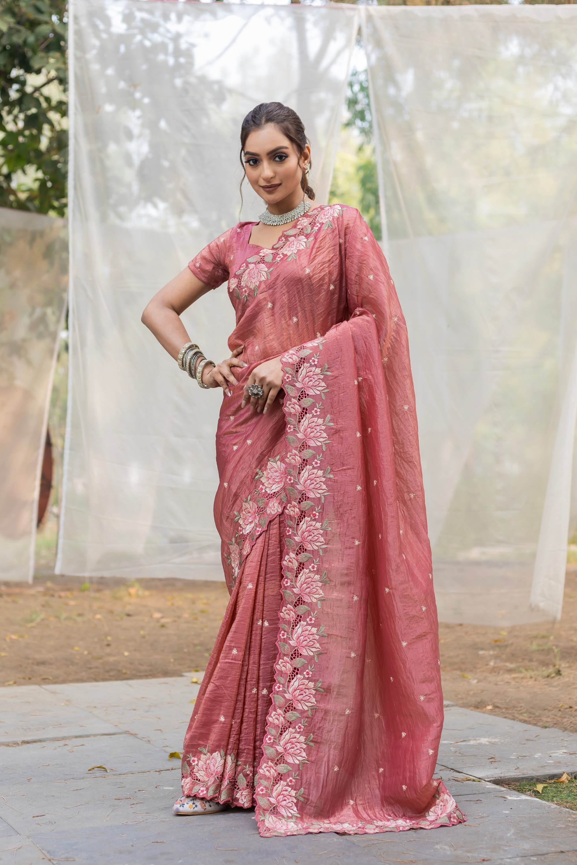 Tasarika Women Pink Organza Saree