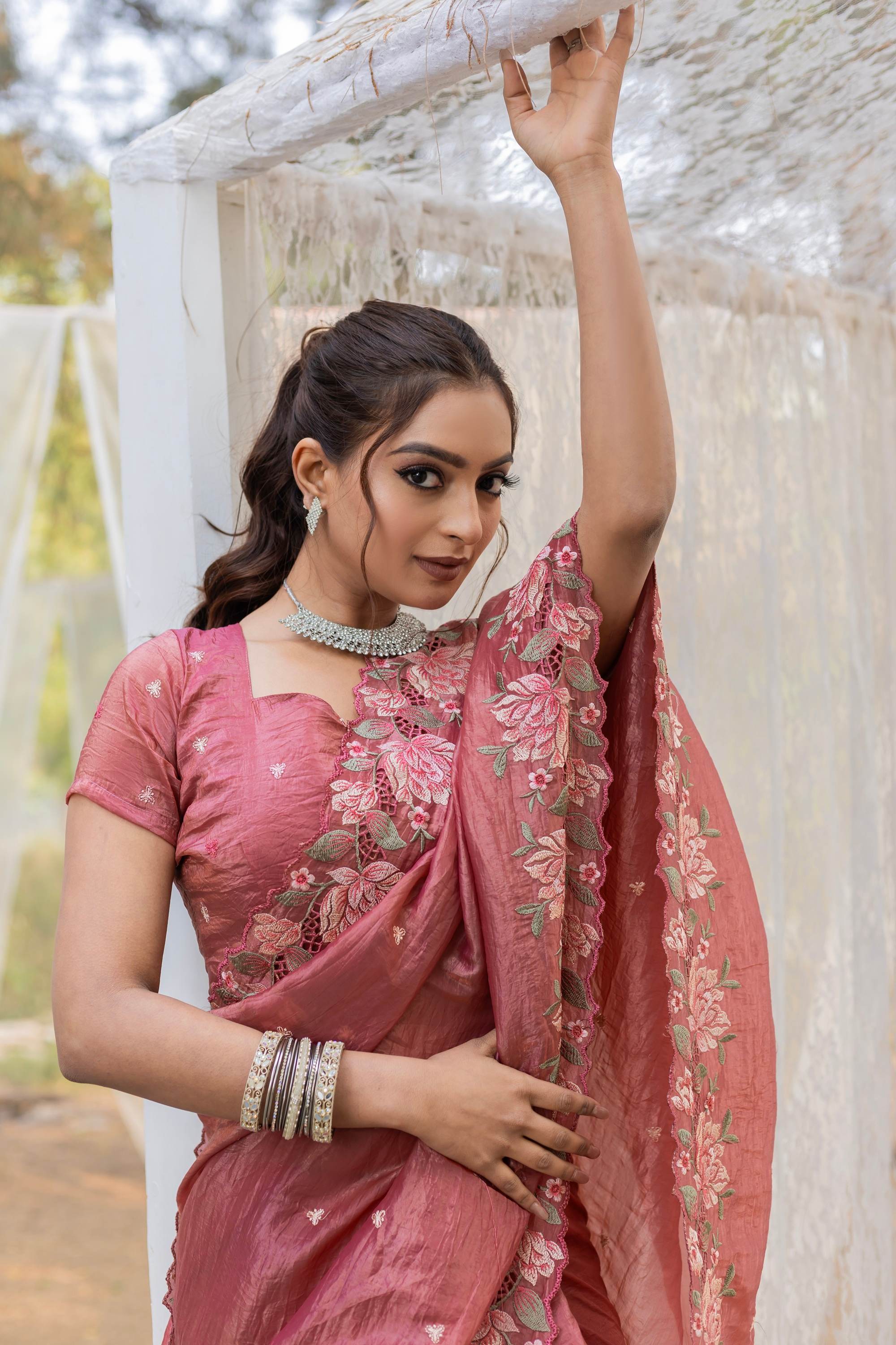 Tasarika Women Pink Organza Saree