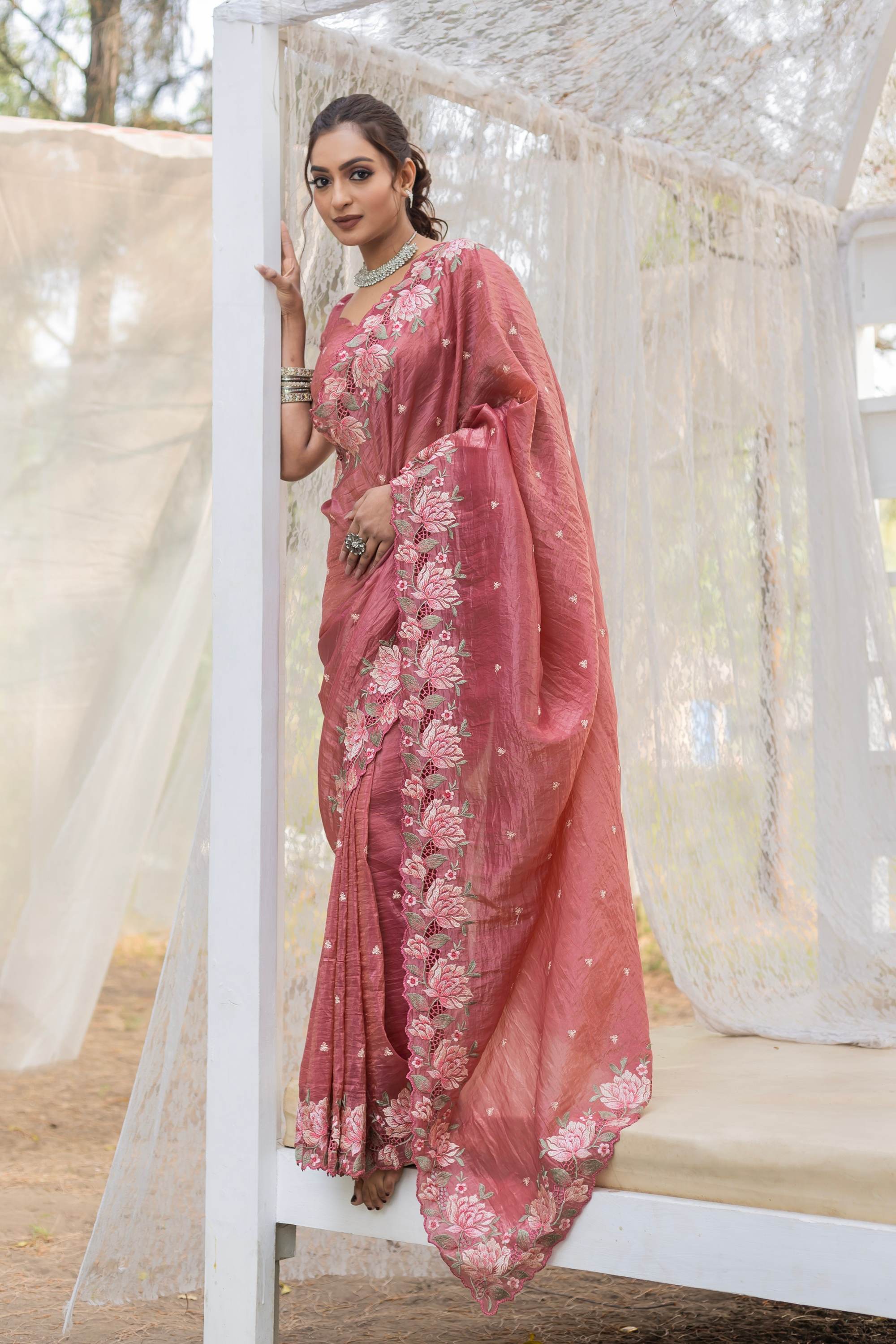Tasarika Women Pink Organza Saree