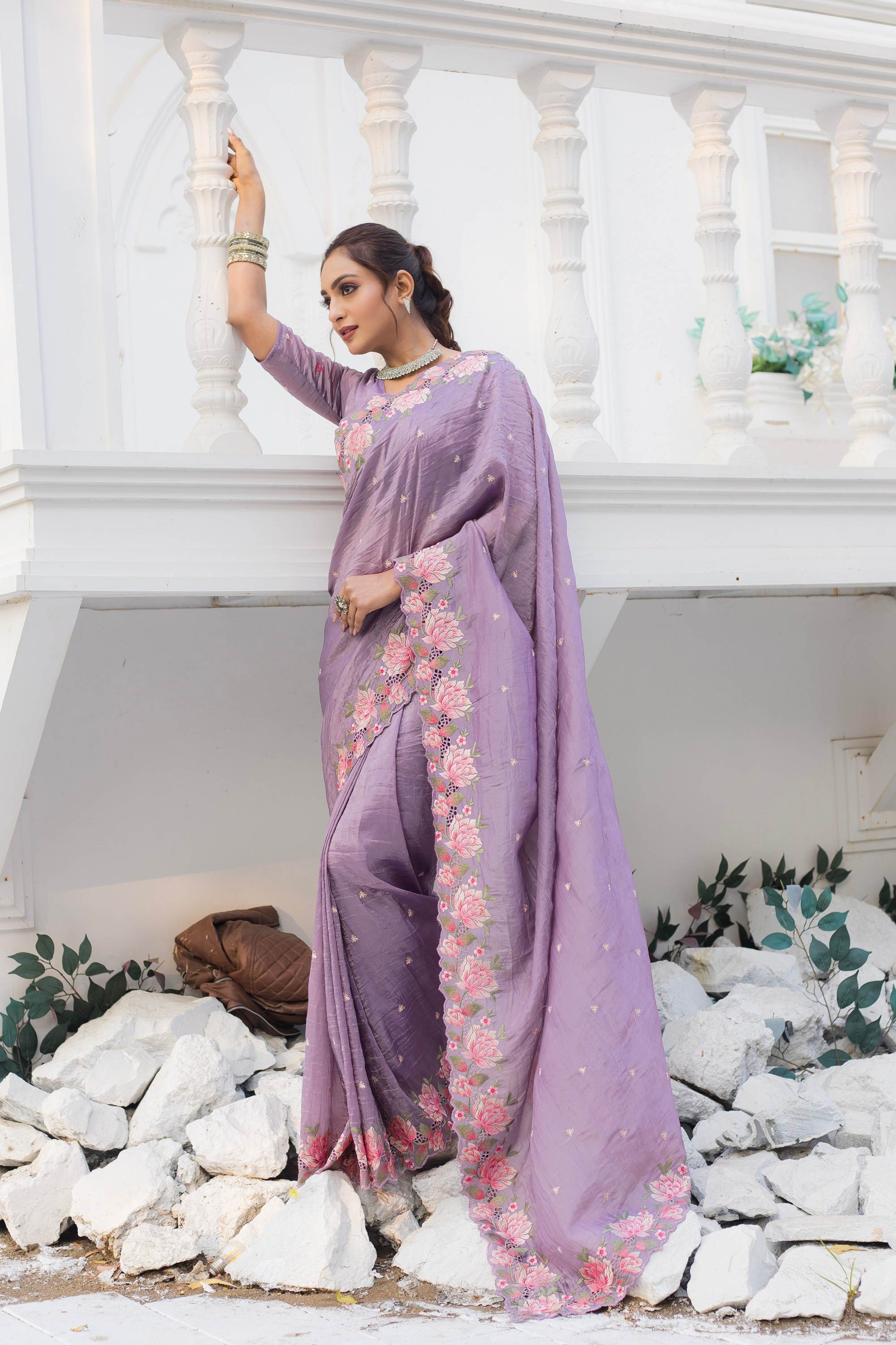 Tasarika Women lavender Organza Saree
