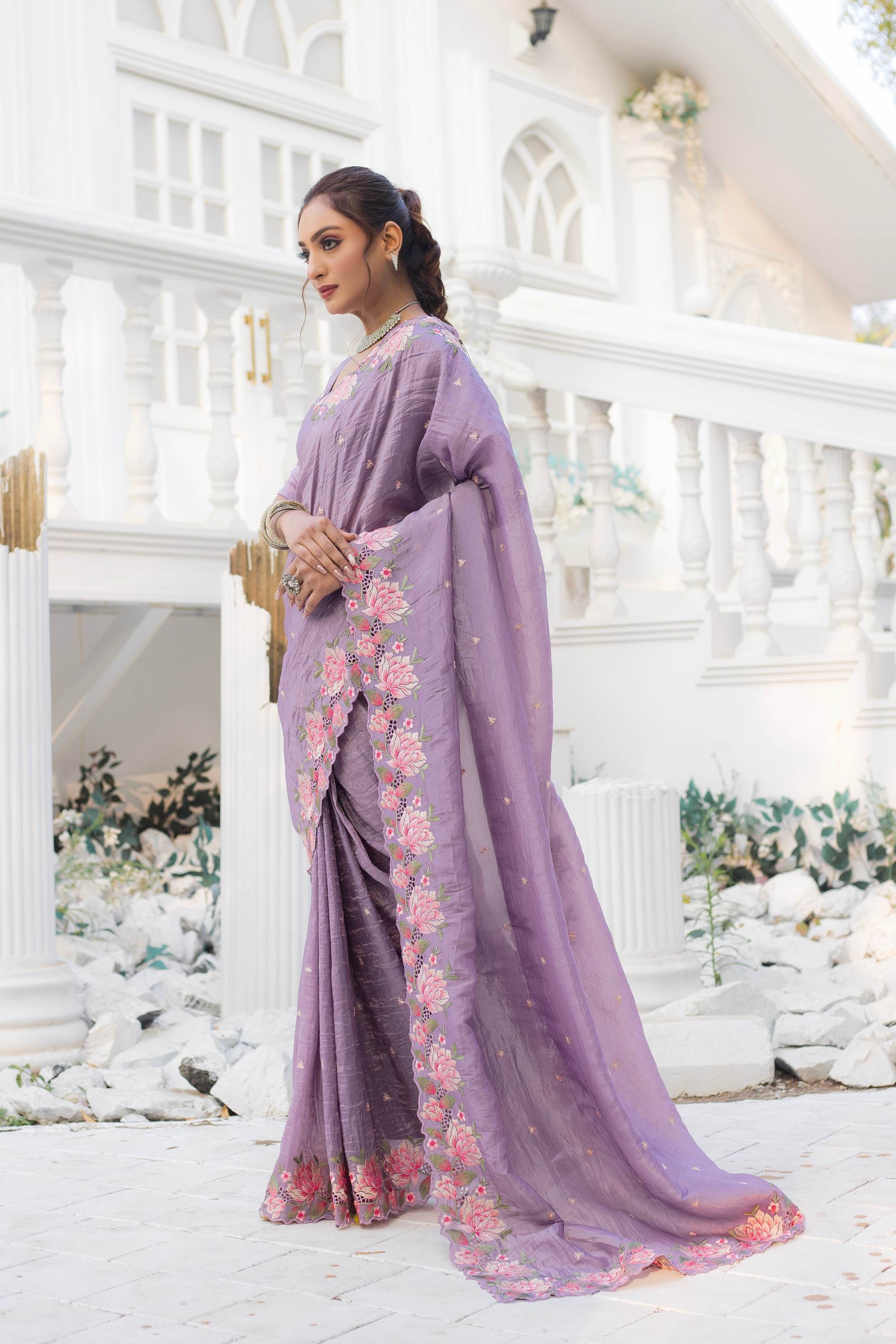 Tasarika Women lavender Organza Saree