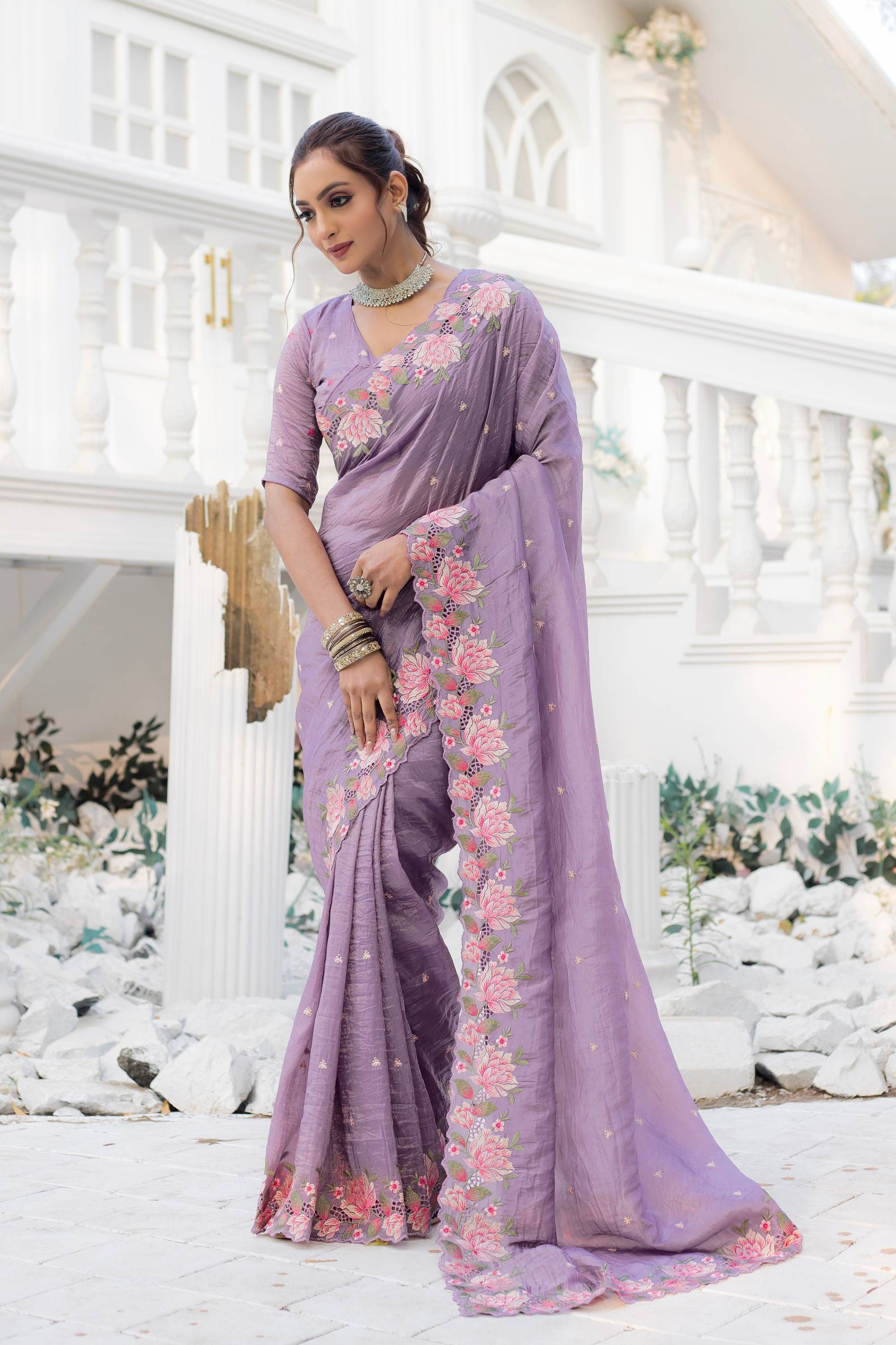 Tasarika Women lavender Organza Saree