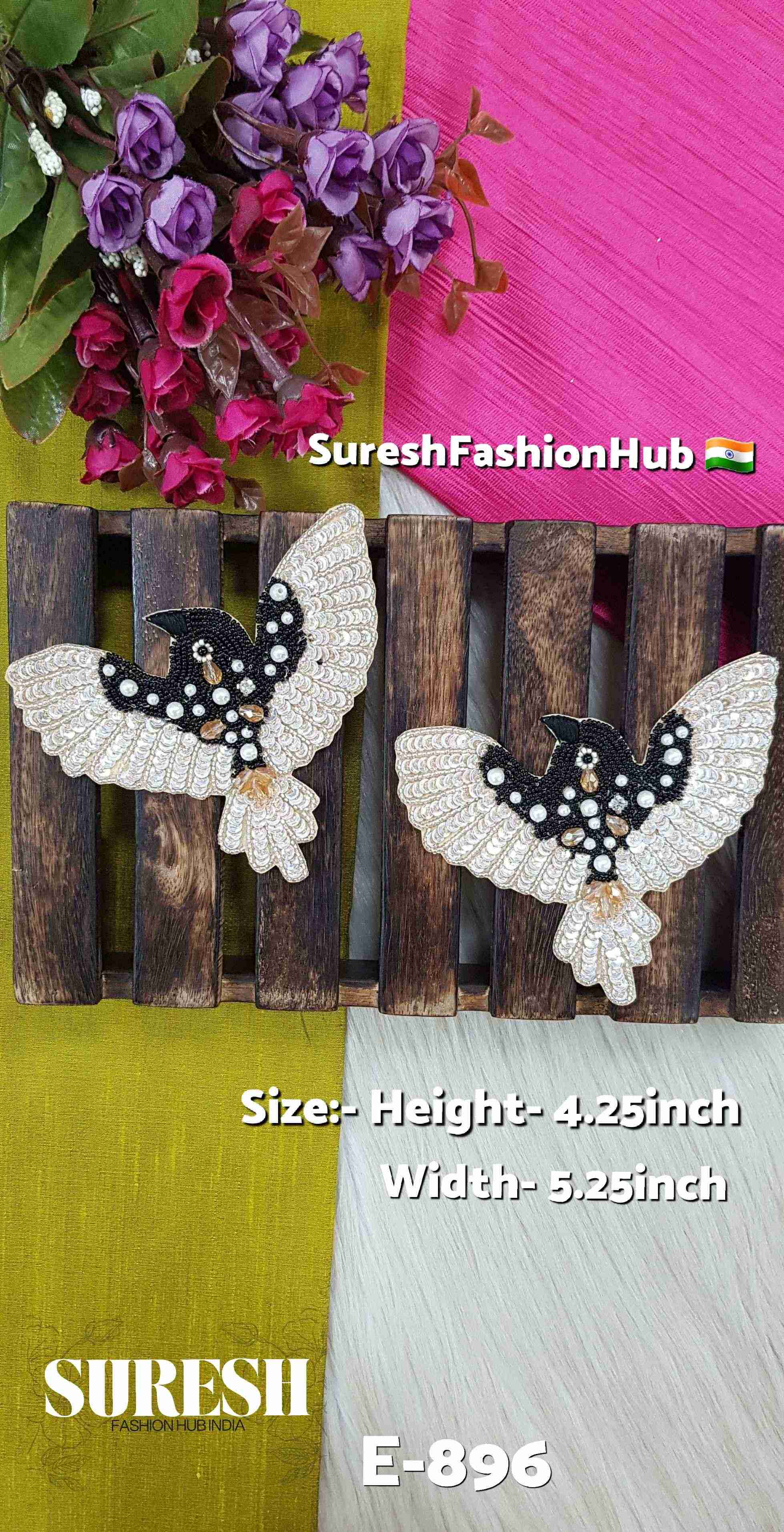 Midnight Flight Handcrafted Bird Patch – Black E-896(2)