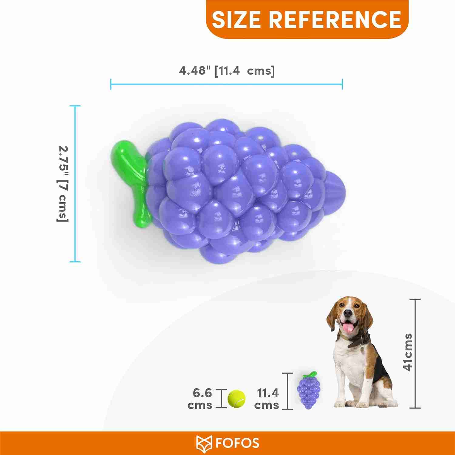 Barkbutler Fofos Puppy Fruity-Bites Squeaky Crazy Grape Toy for Dogs, (11.4x7 cm)