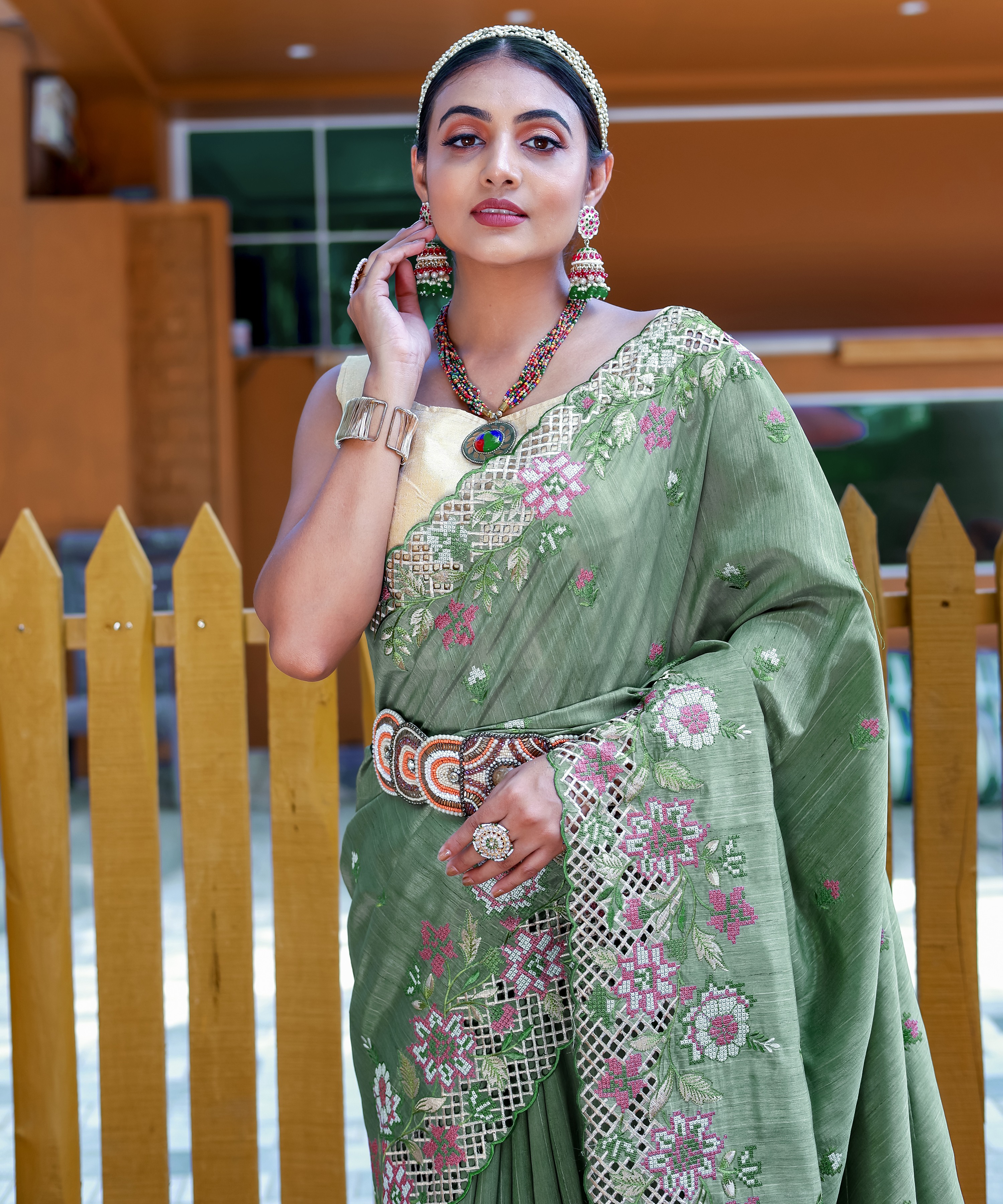 Women's Apeksha Green Pure Silk Saree
