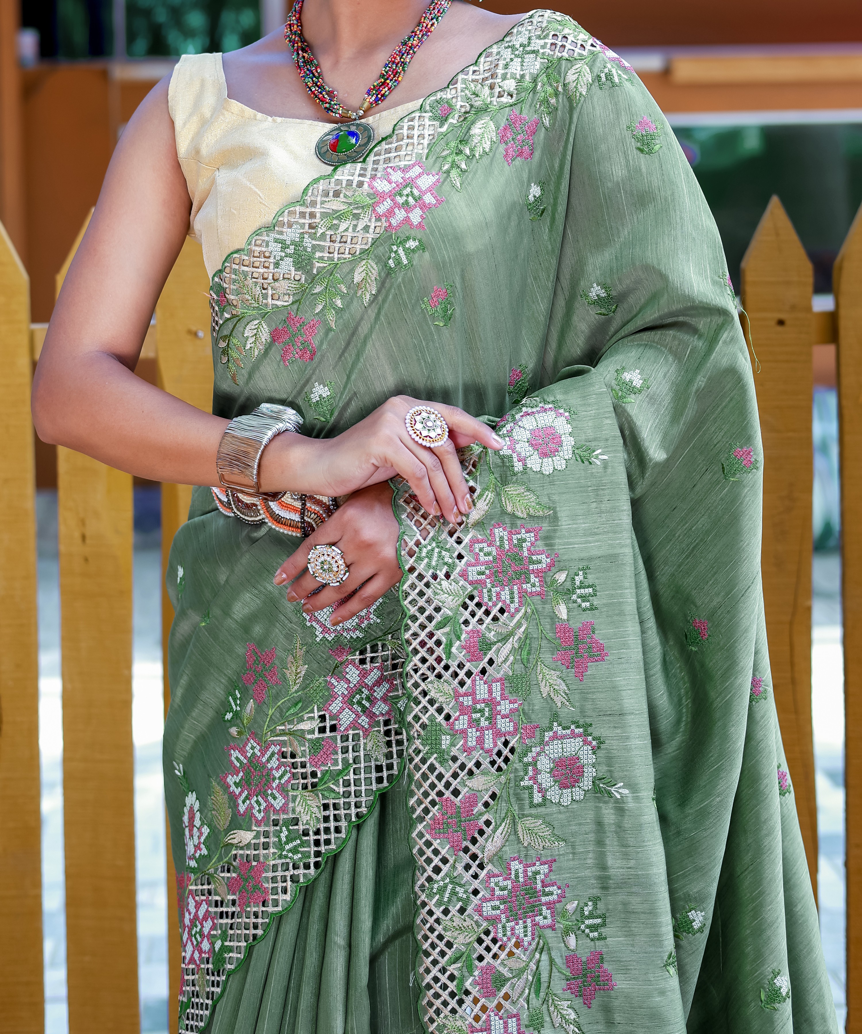 Women's Apeksha Green Pure Silk Saree