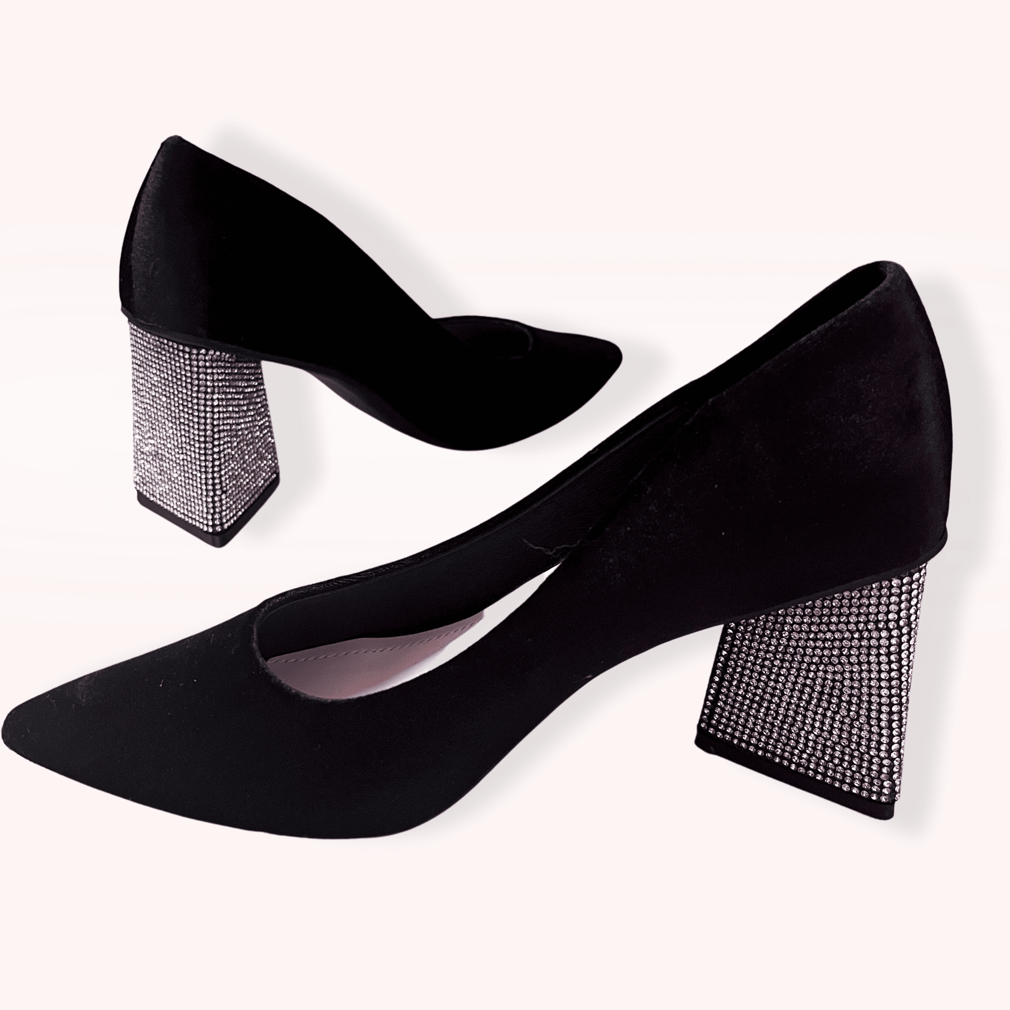 Sparkly Crystal Covered Block Heels
