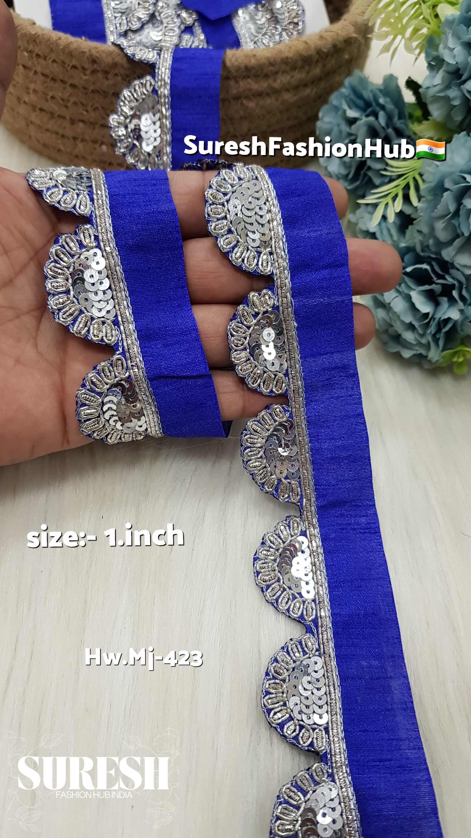 Royal Blue Regal Silver Scallop Handmade Lace – Hw.Mj-423