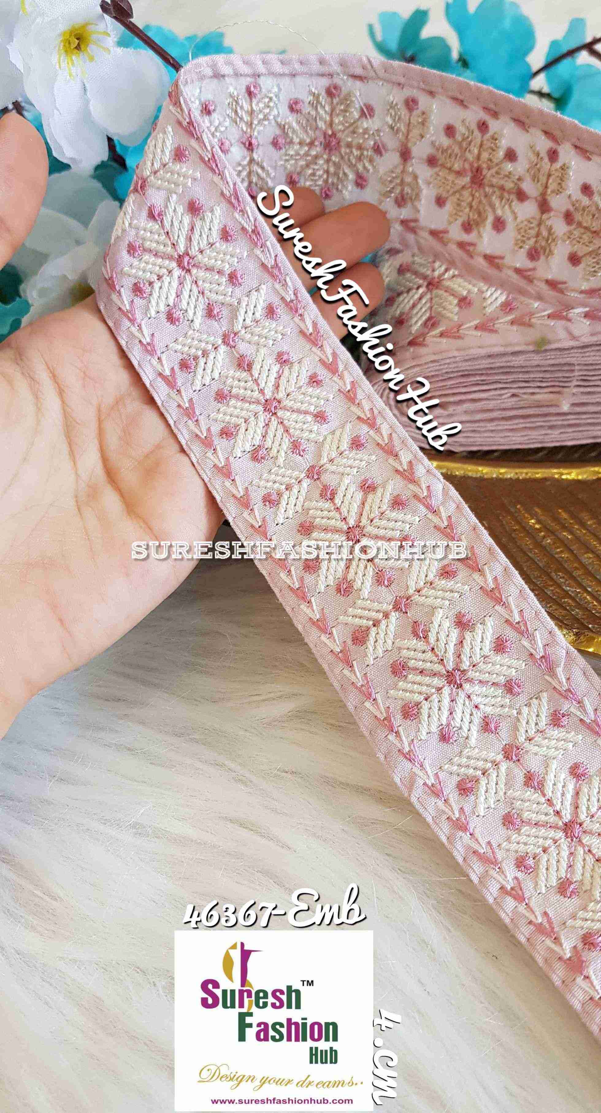 Large Floral Pink Trim