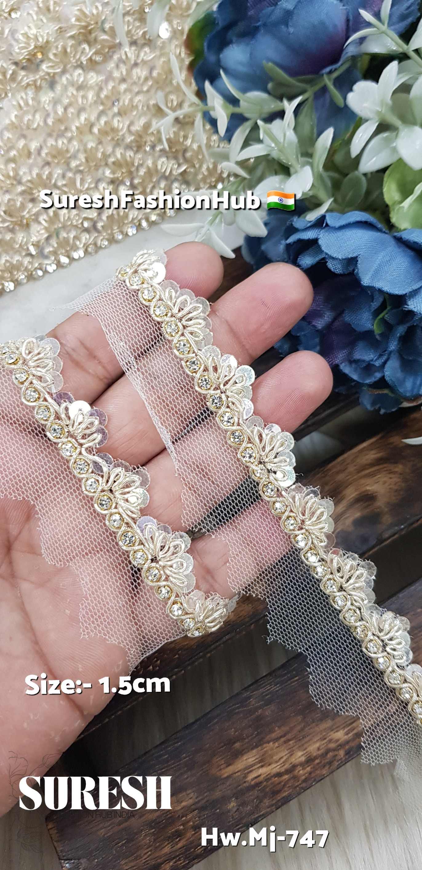 Pearl Gold Floral Diamond Handmade Lace