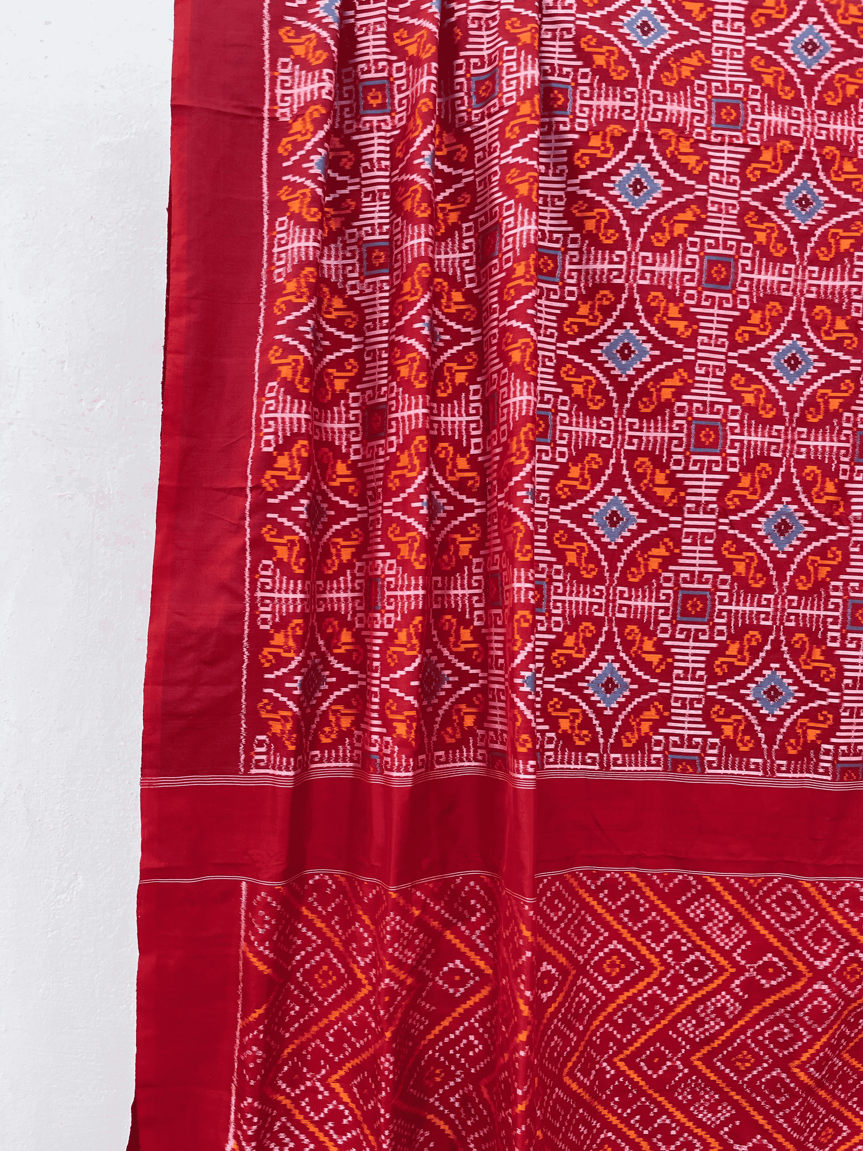 Silk Kolam Red Ikat Saree