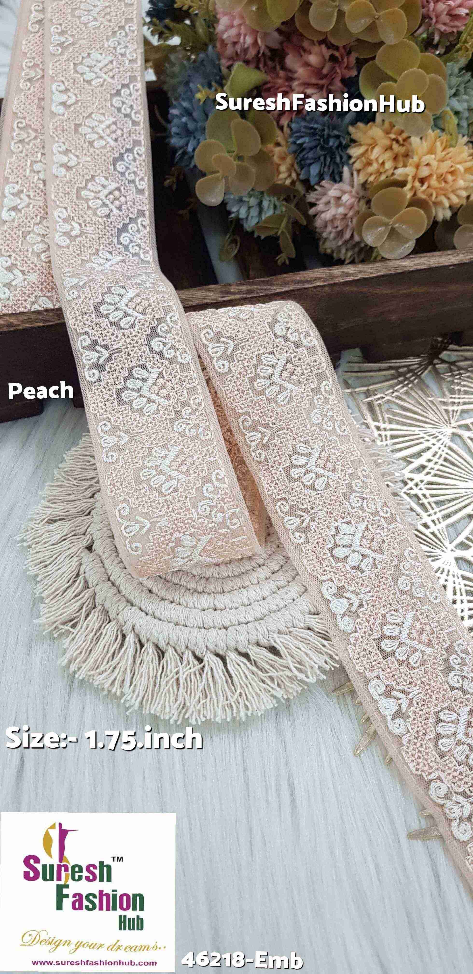 Peach Net Embroidery Lace