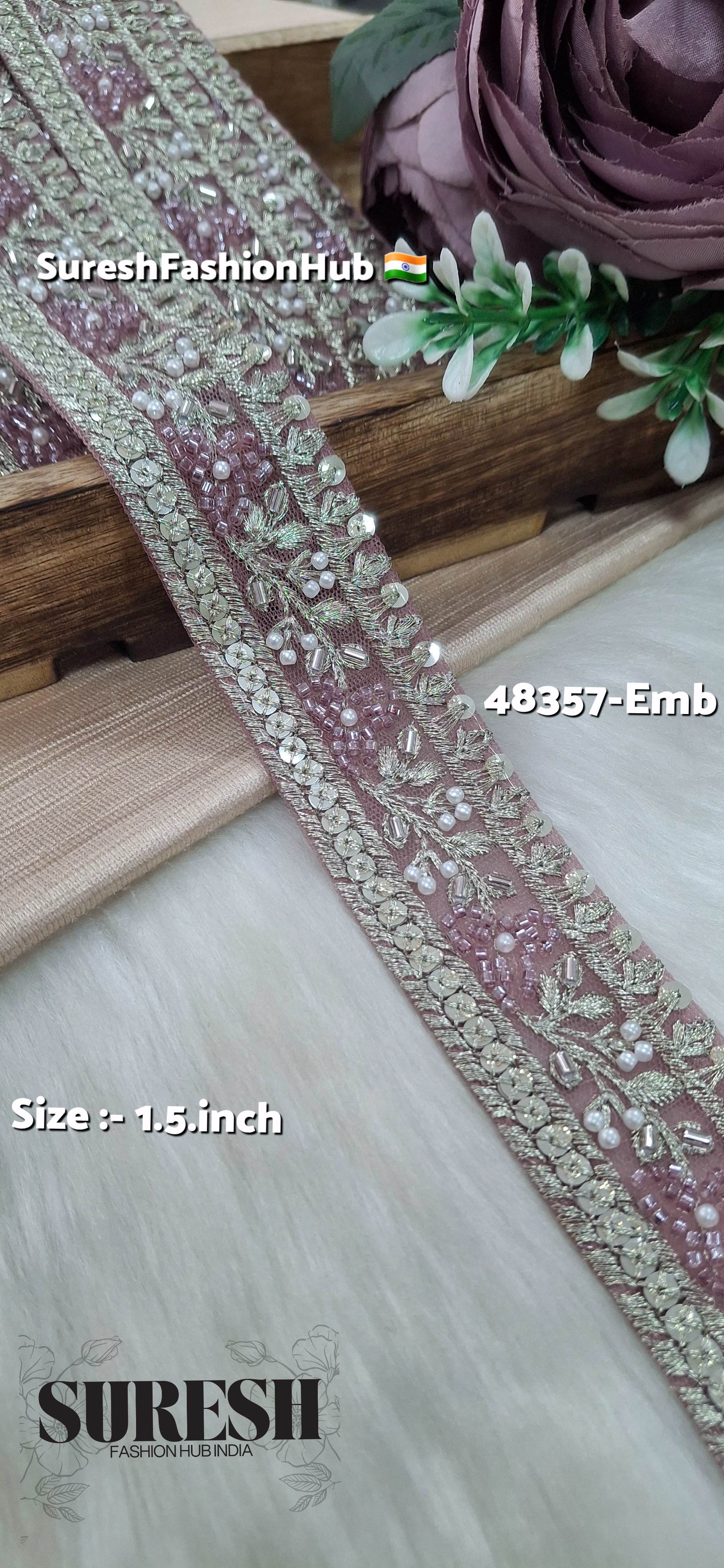Beaded Floral Charm Net Embroidered Lace