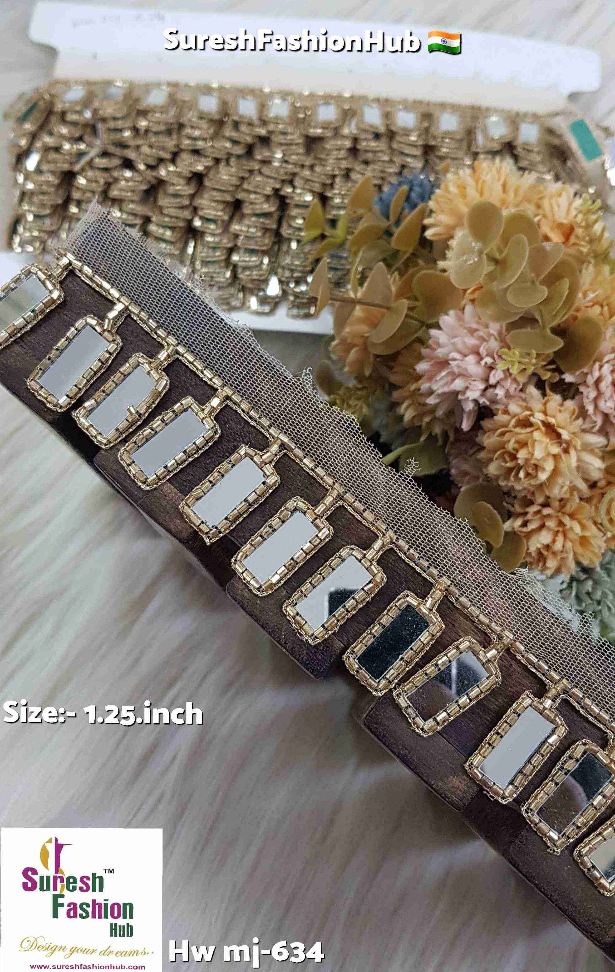 Golden Hanging Mirror Handwork Lace