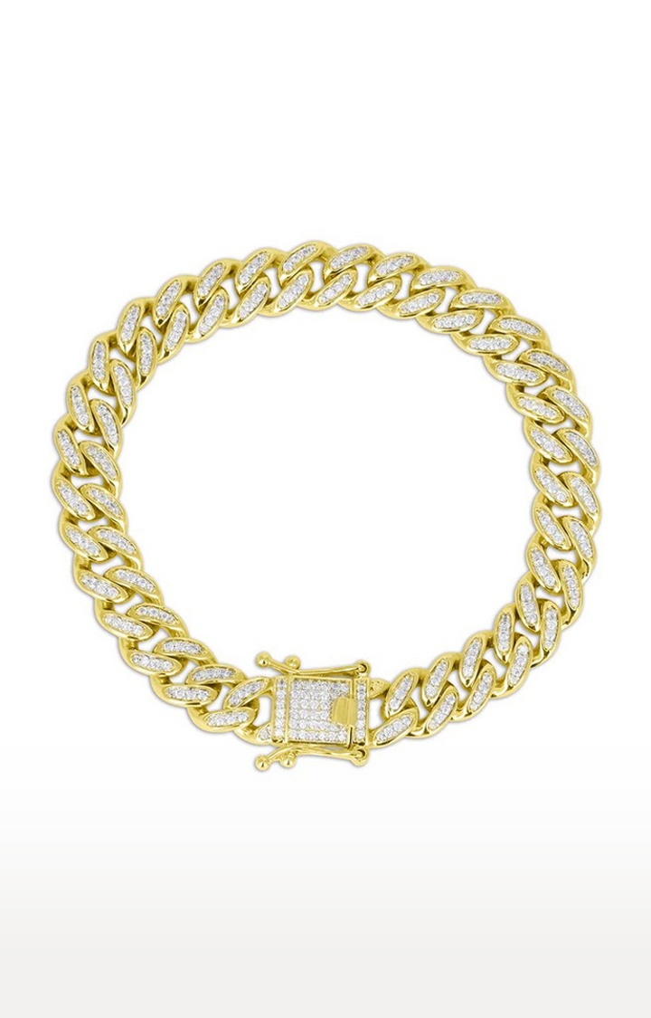 Unisex Gold Diamond Studded Cuban Bracelet