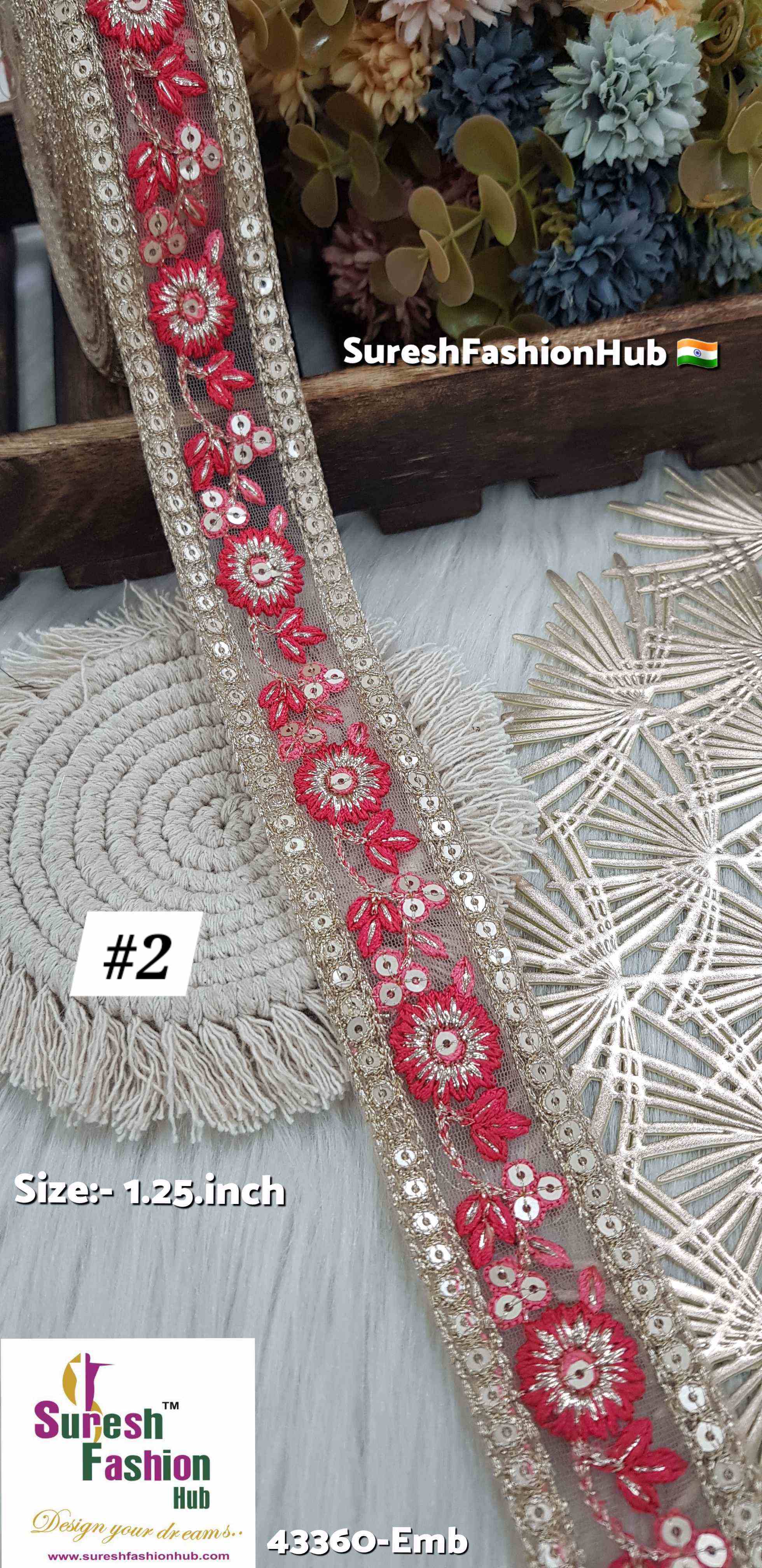 Multicolor Floral Embroidery Border