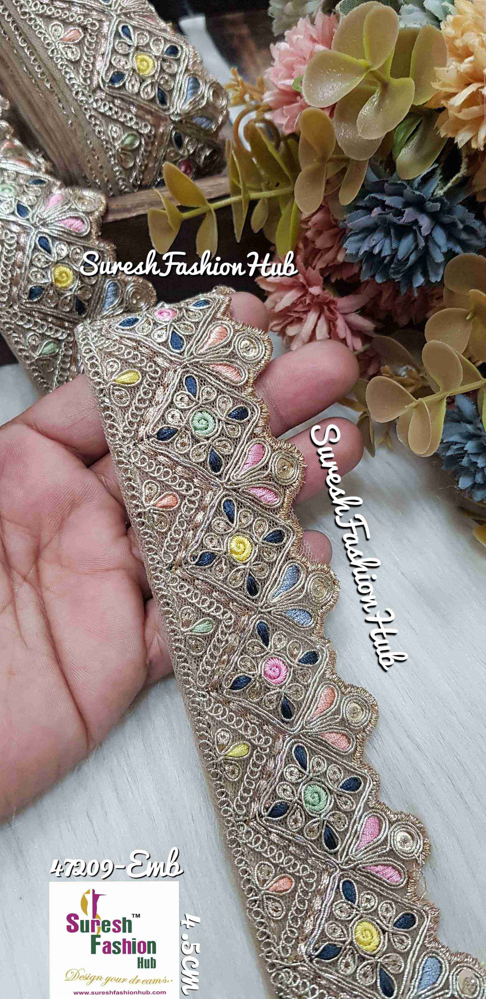 Sabyasachi-Inspired Floral Cutwork Embroidery Lace - No3