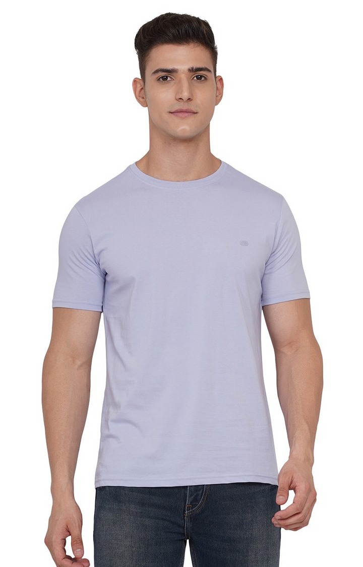 JB-CR-32V ARCTIC ICE BLUE Men's Blue Cotton Solid T-Shirts