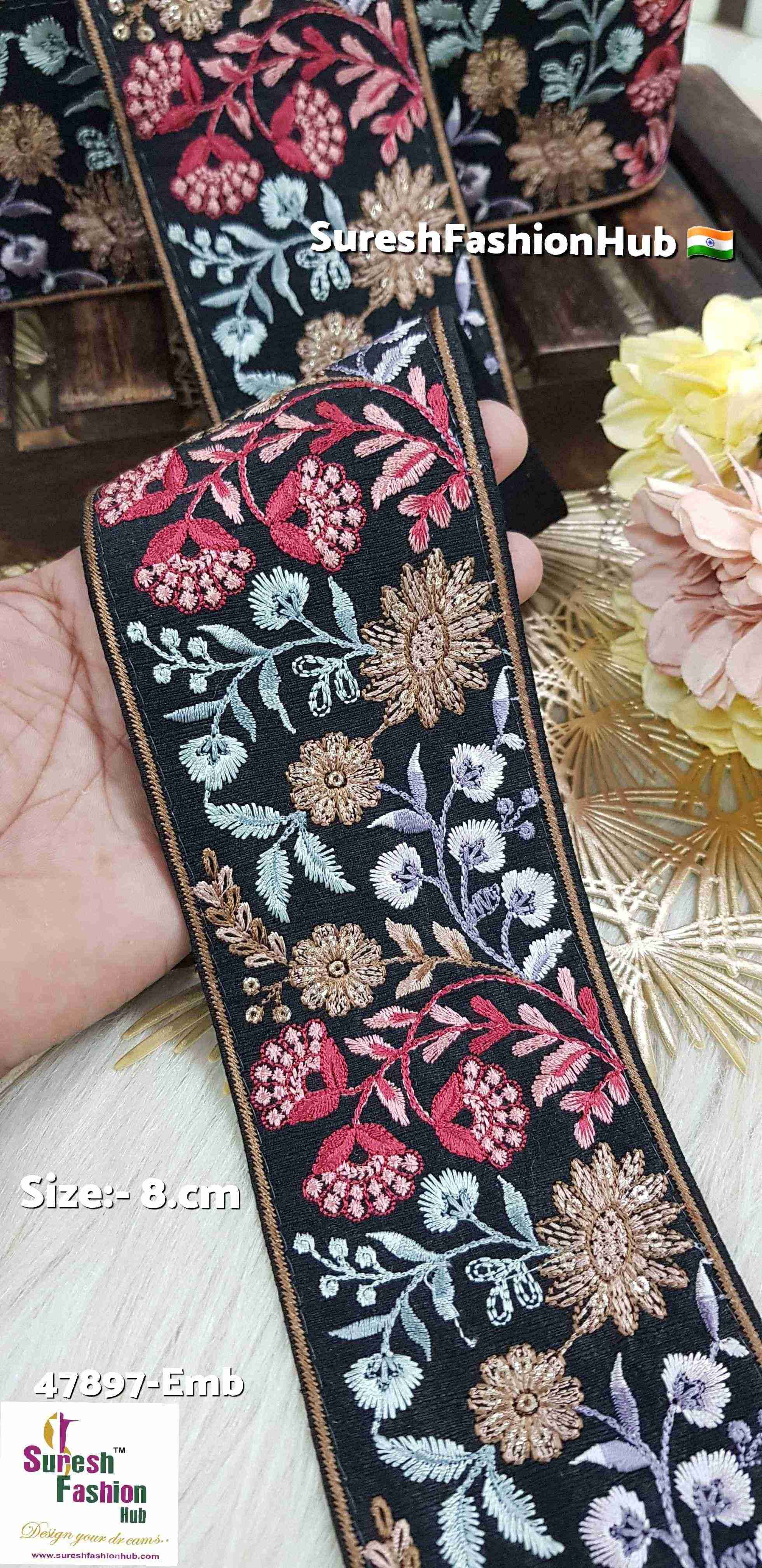 Black Floral Elegance Thread Lace