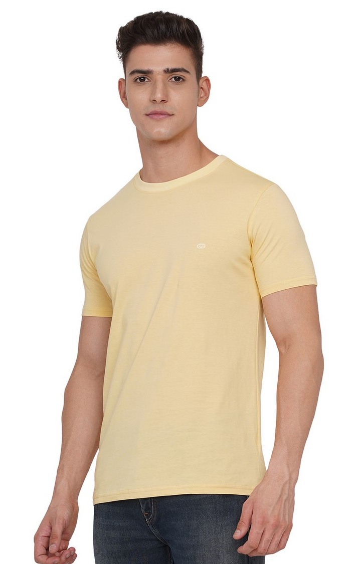 JB-CR-32X ITALIAN CREAM Men's Yellow Cotton Solid T-Shirts