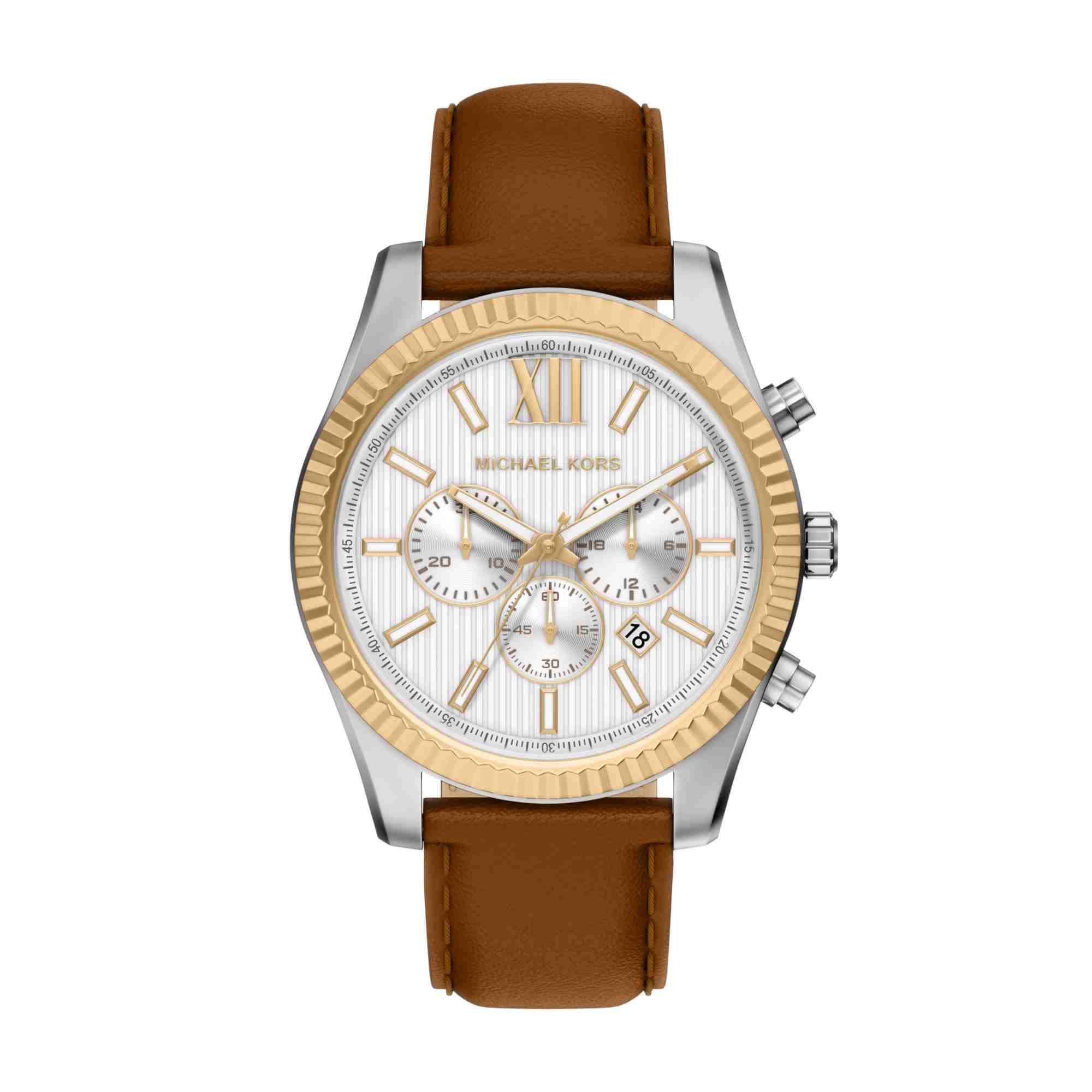 Michael Kors Oversized Lexington Two-Tone and Leather Watch