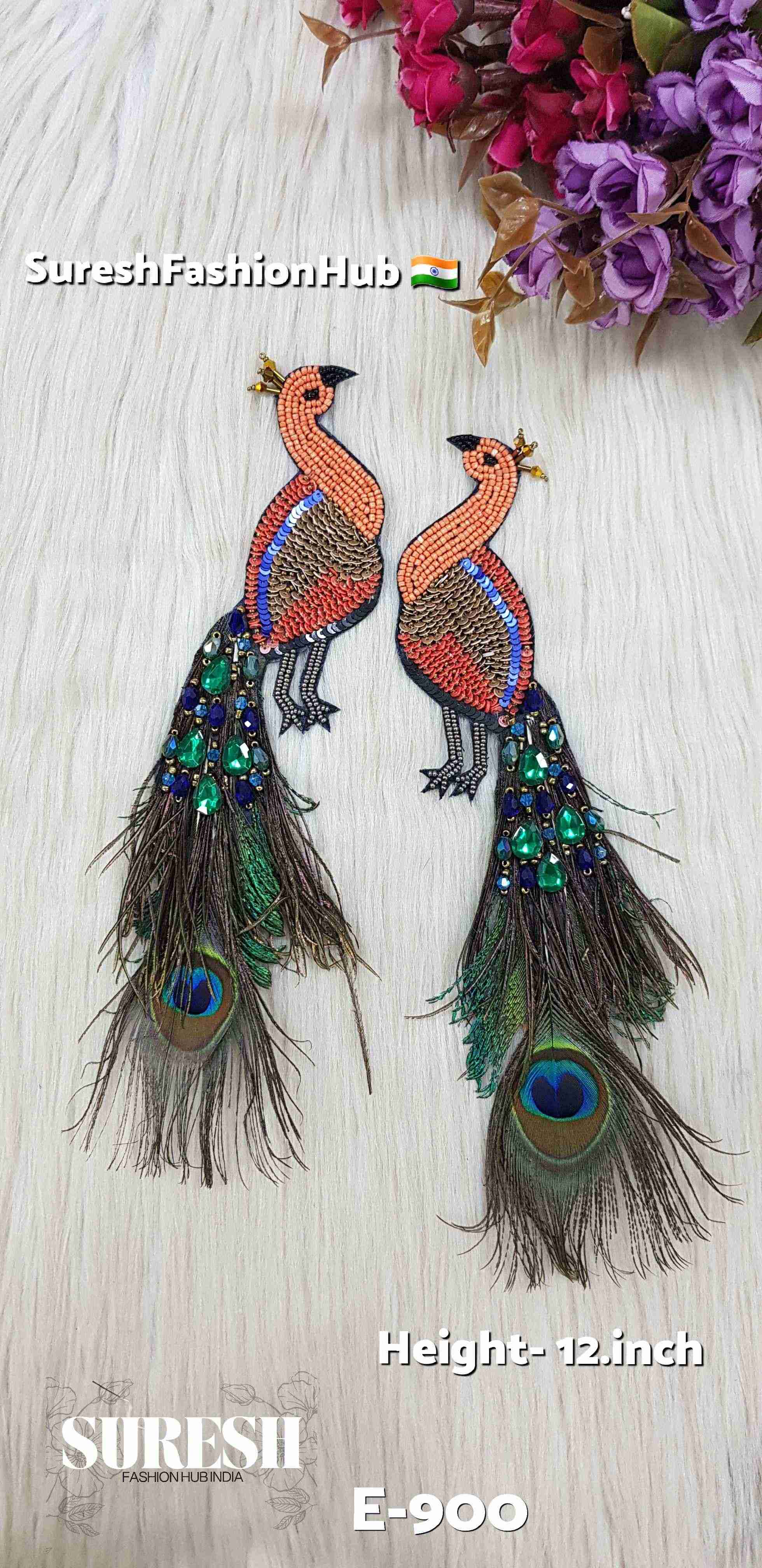 Persian Orange Peacock Patch – Left Facing | E-900