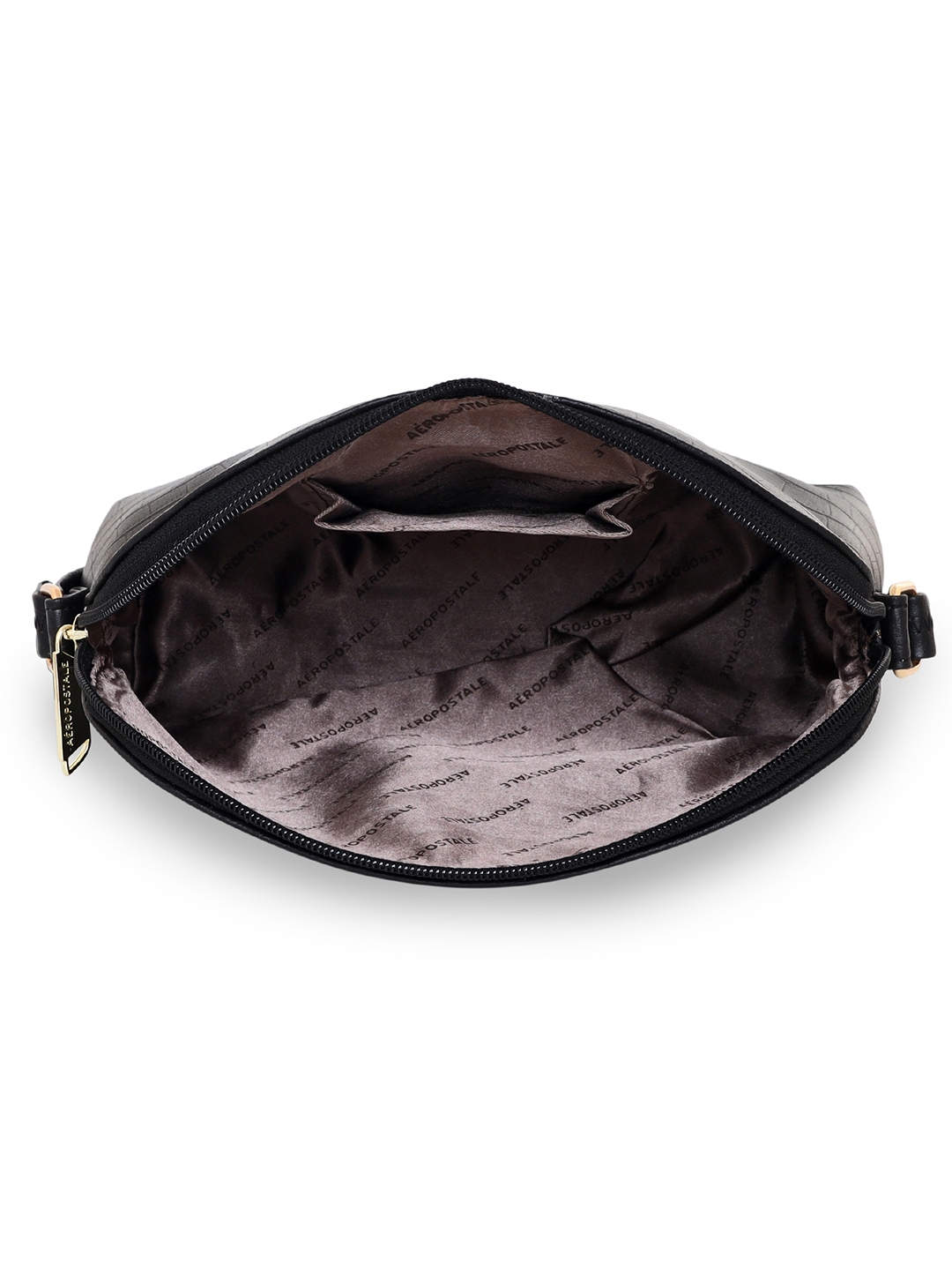Aeropostale | Aeropostale Textured Kylie PU Sling Bag with non-detachable strap (Black) 4