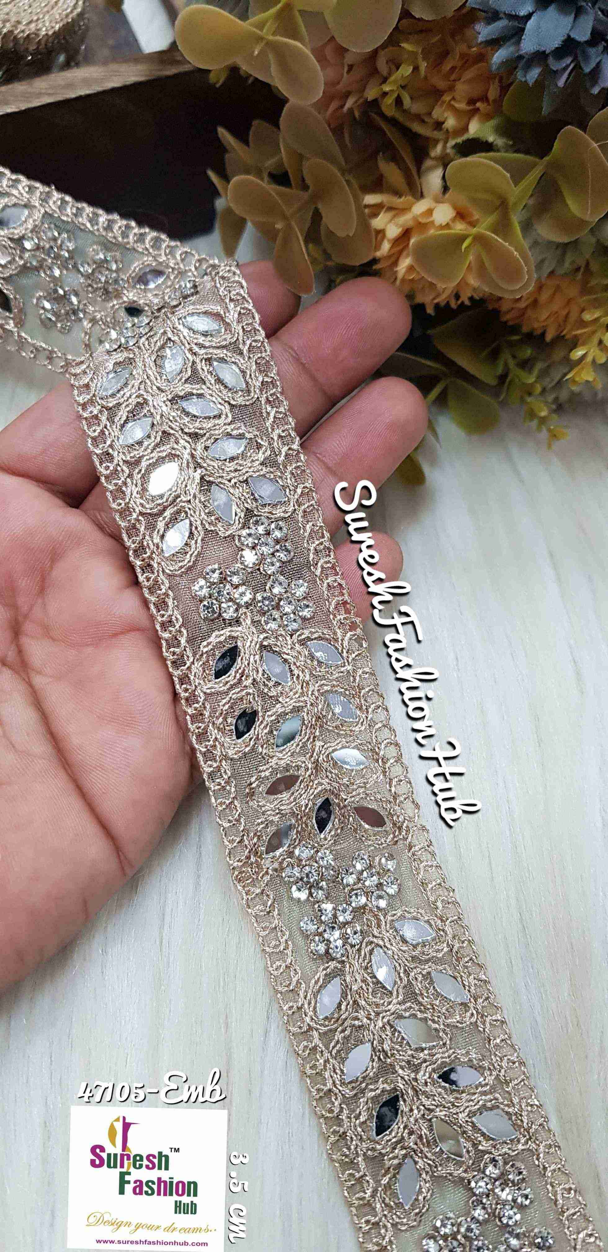 Radiant Net Kasti Mirror and Jharkand Jari Lace