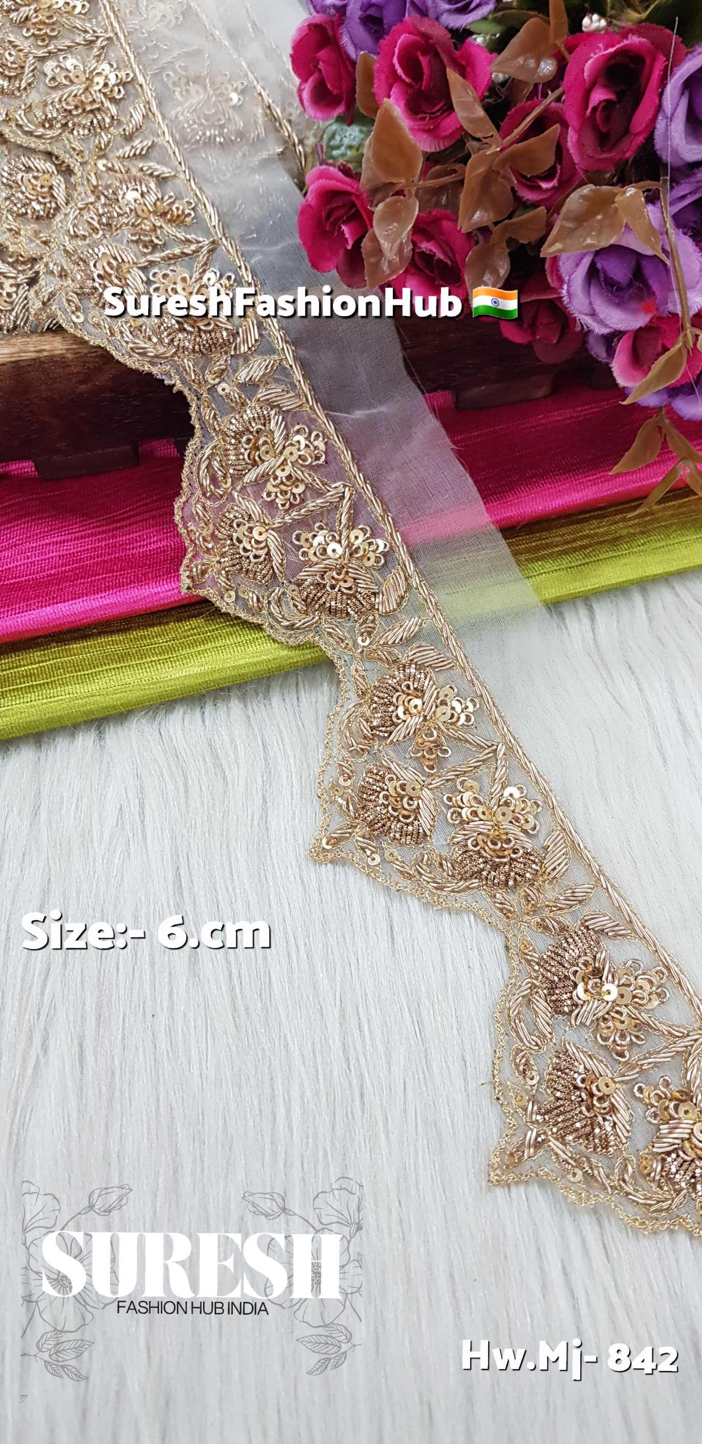 Zardosi Scalloped Floral Organza Border – Mj-842